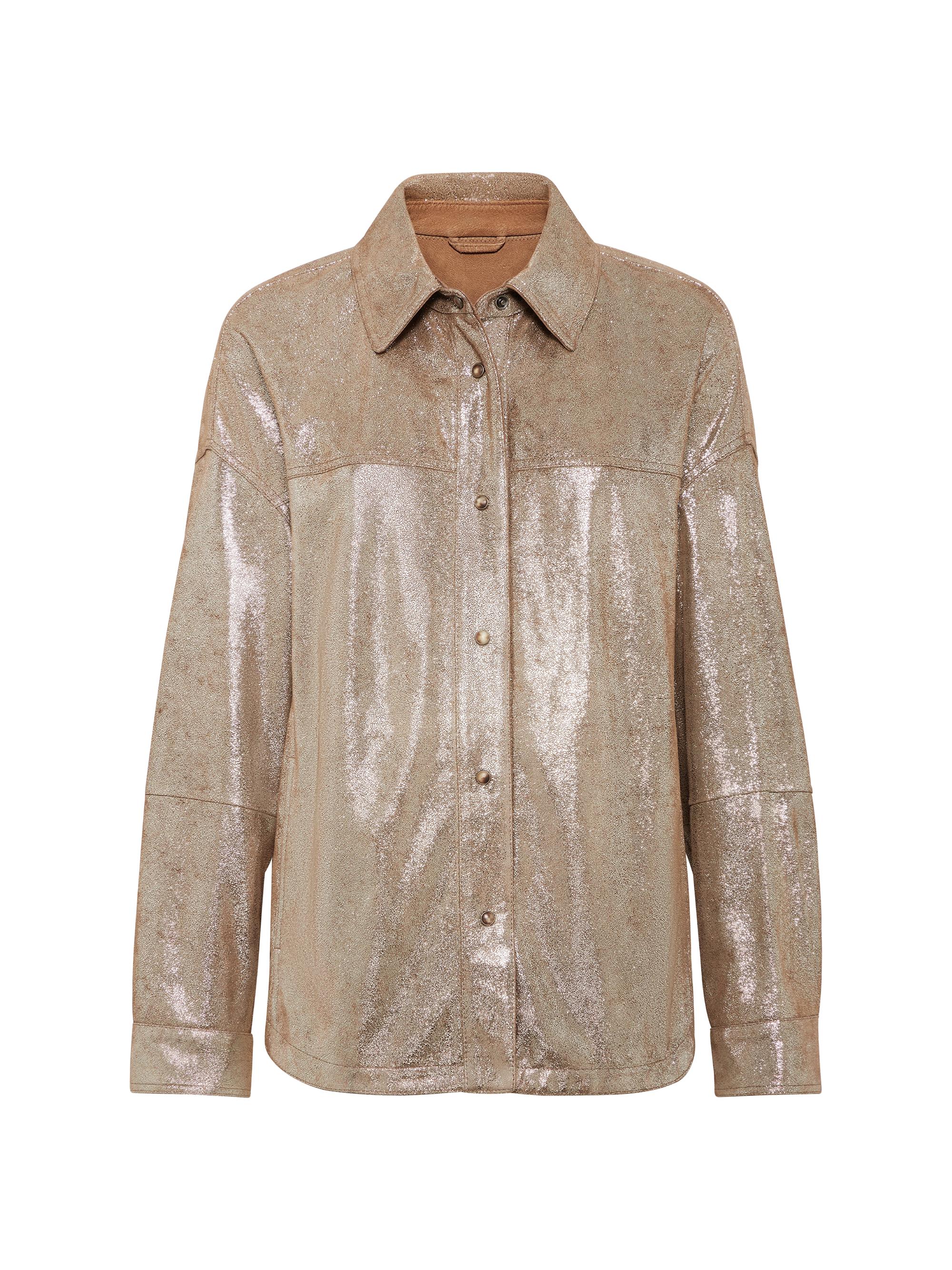 Brunello Cucinelli Women's Lame Nappa Leather Shirt - Silver