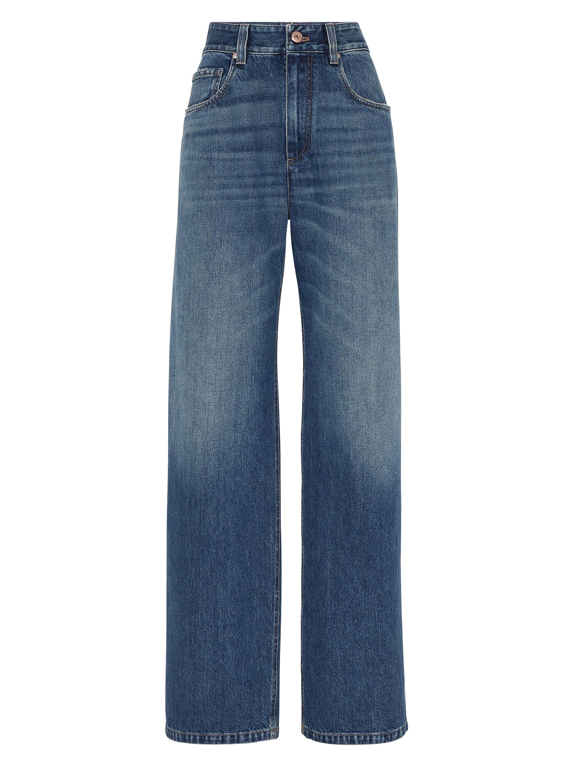 【BRUNELLO CUCINELLI】イタリア デニムワイドパンツ モニーレ Brunello Cucinelli Denim-Effect Linen Wide-Leg Jeans | Neiman Marcus
