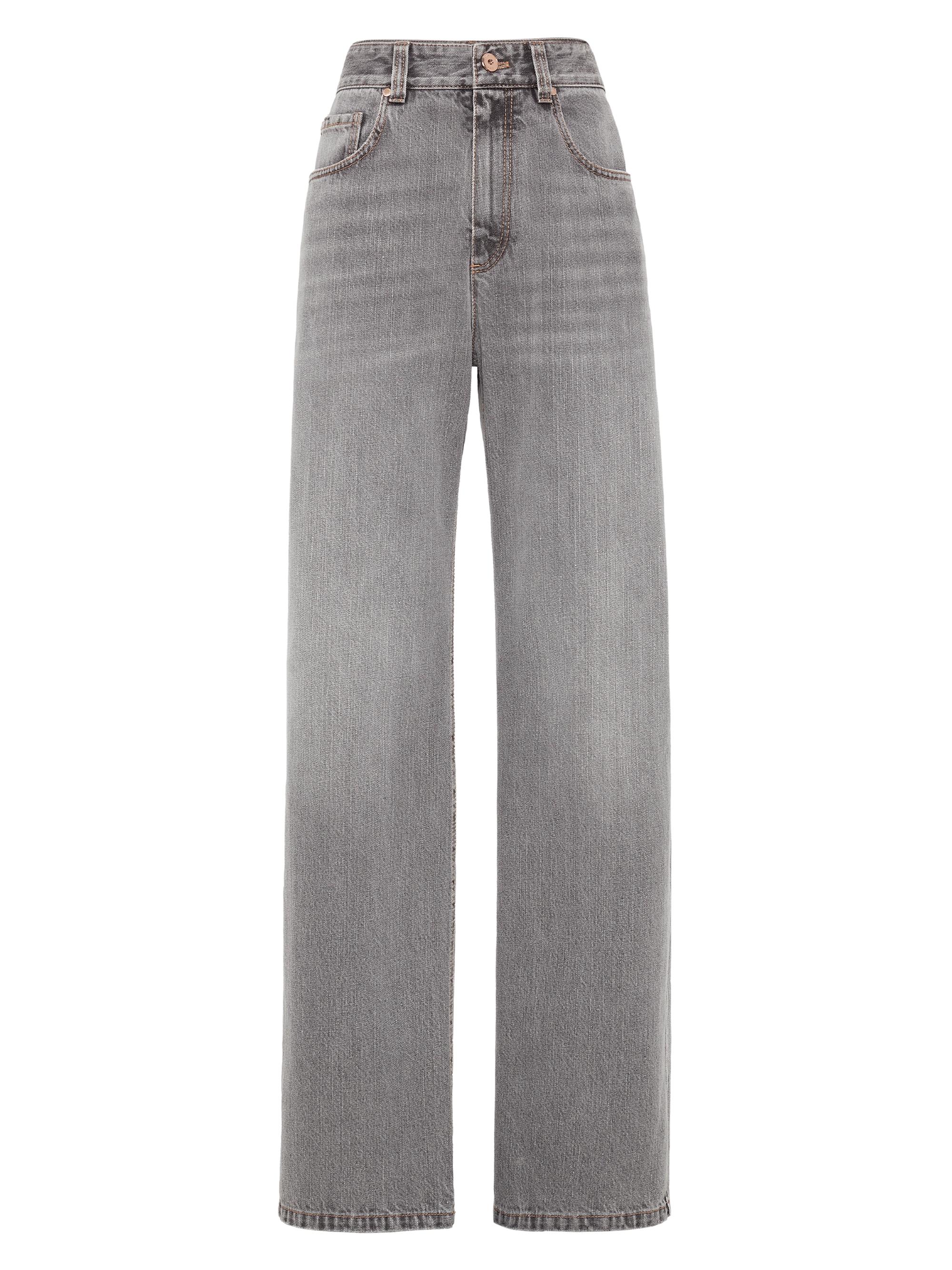 Brunello Cucinelli Women's Authentic Denim Contemporary Loose Trousers - Grey Denim