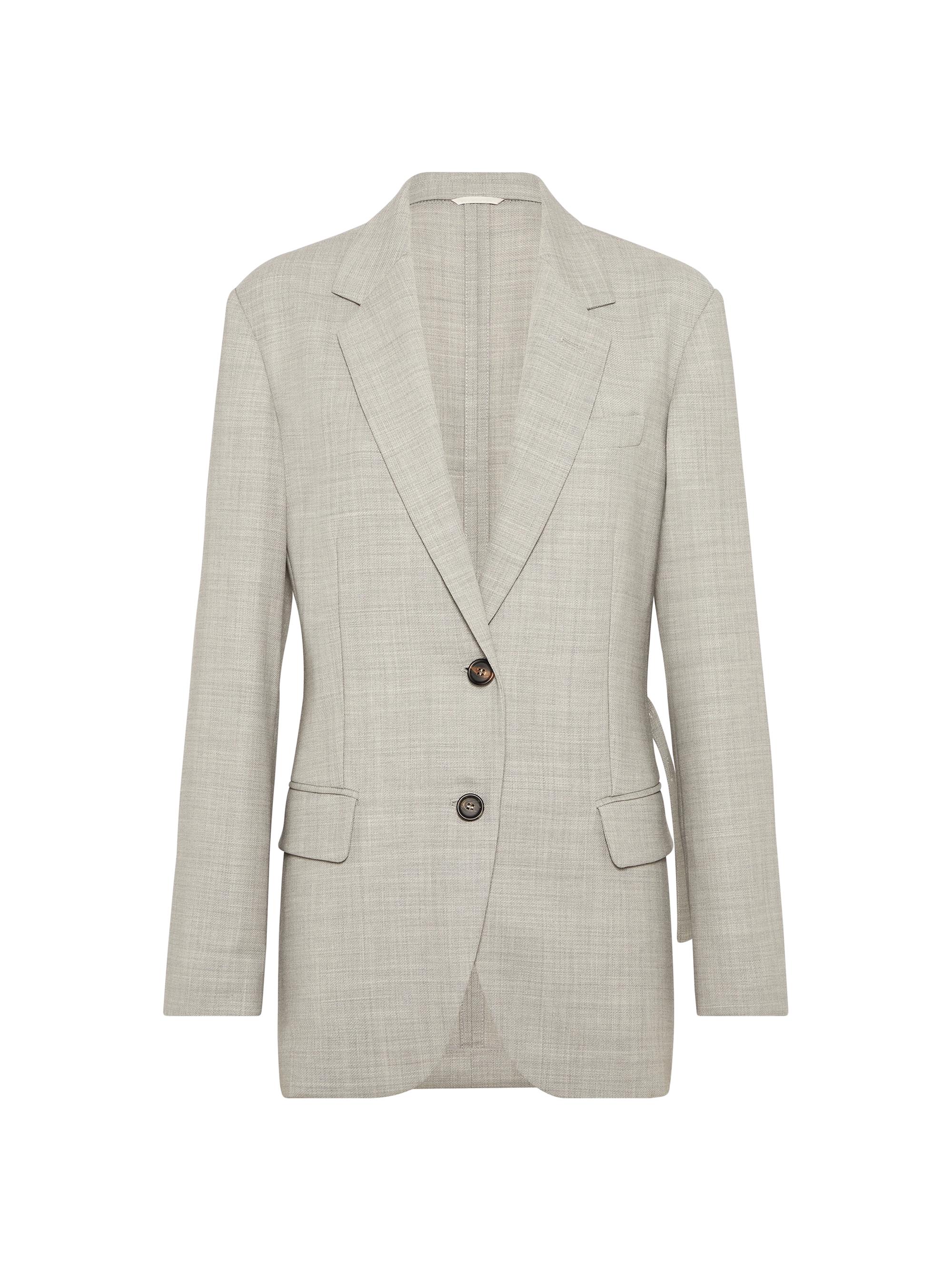 Brunello Cucinelli Women's Virgin Wool Fluid Crepe Twill Blazer - Light Grey