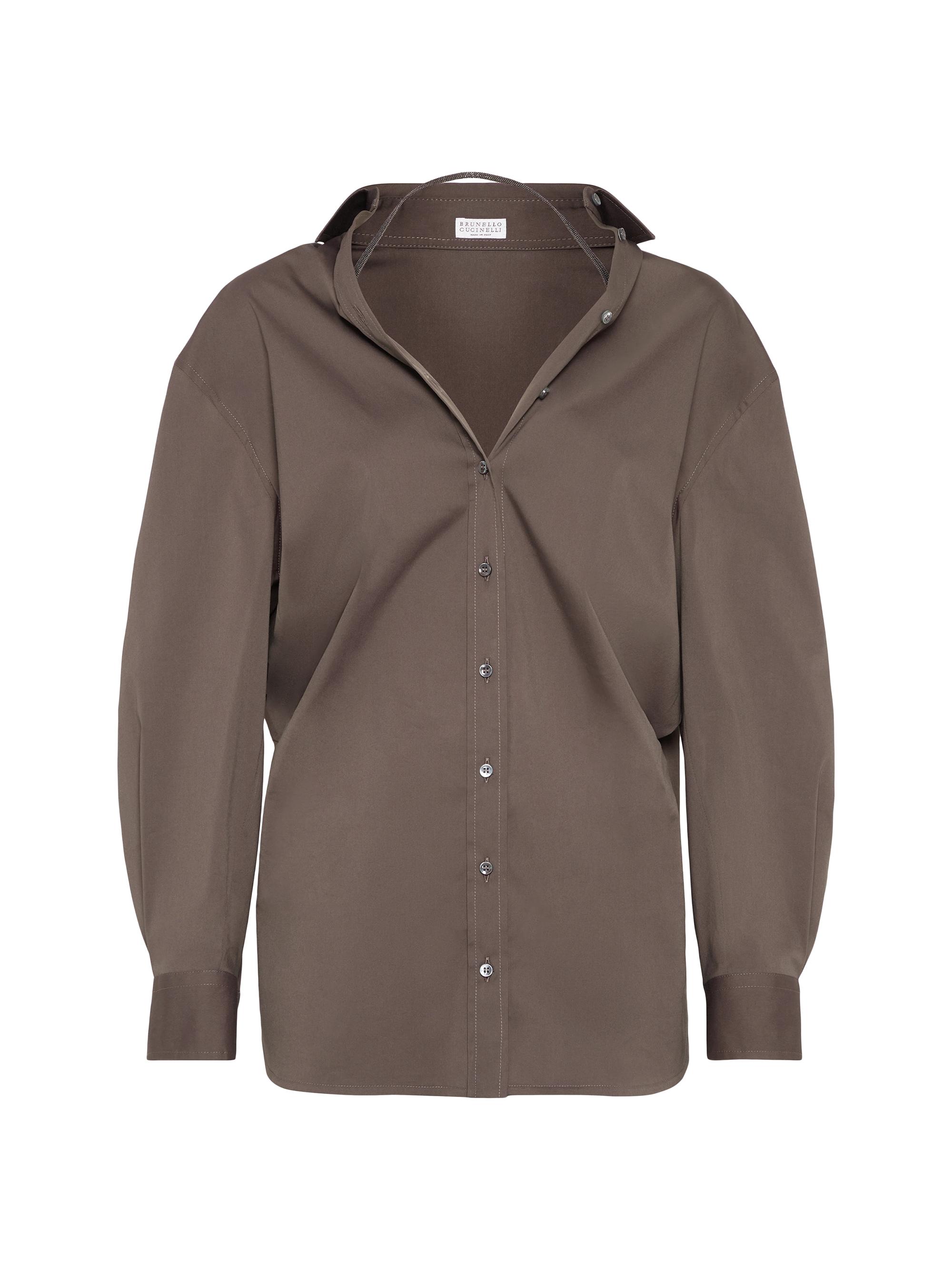 Brunello Cucinelli Women's Stretch Cotton Poplin Shirt - Chocolate