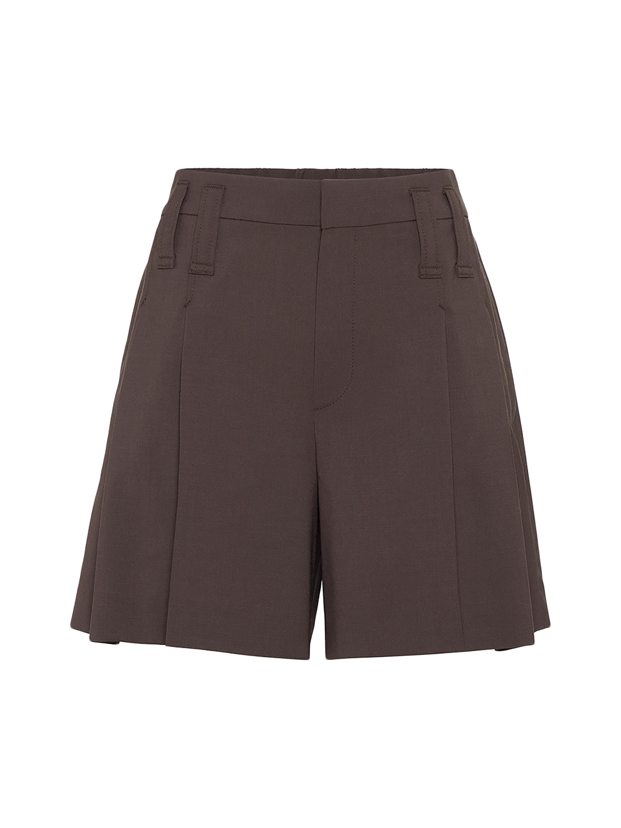 Brunello Cucinelli Women's Tropical Luxury Wool Formal Shorts - Cocoa