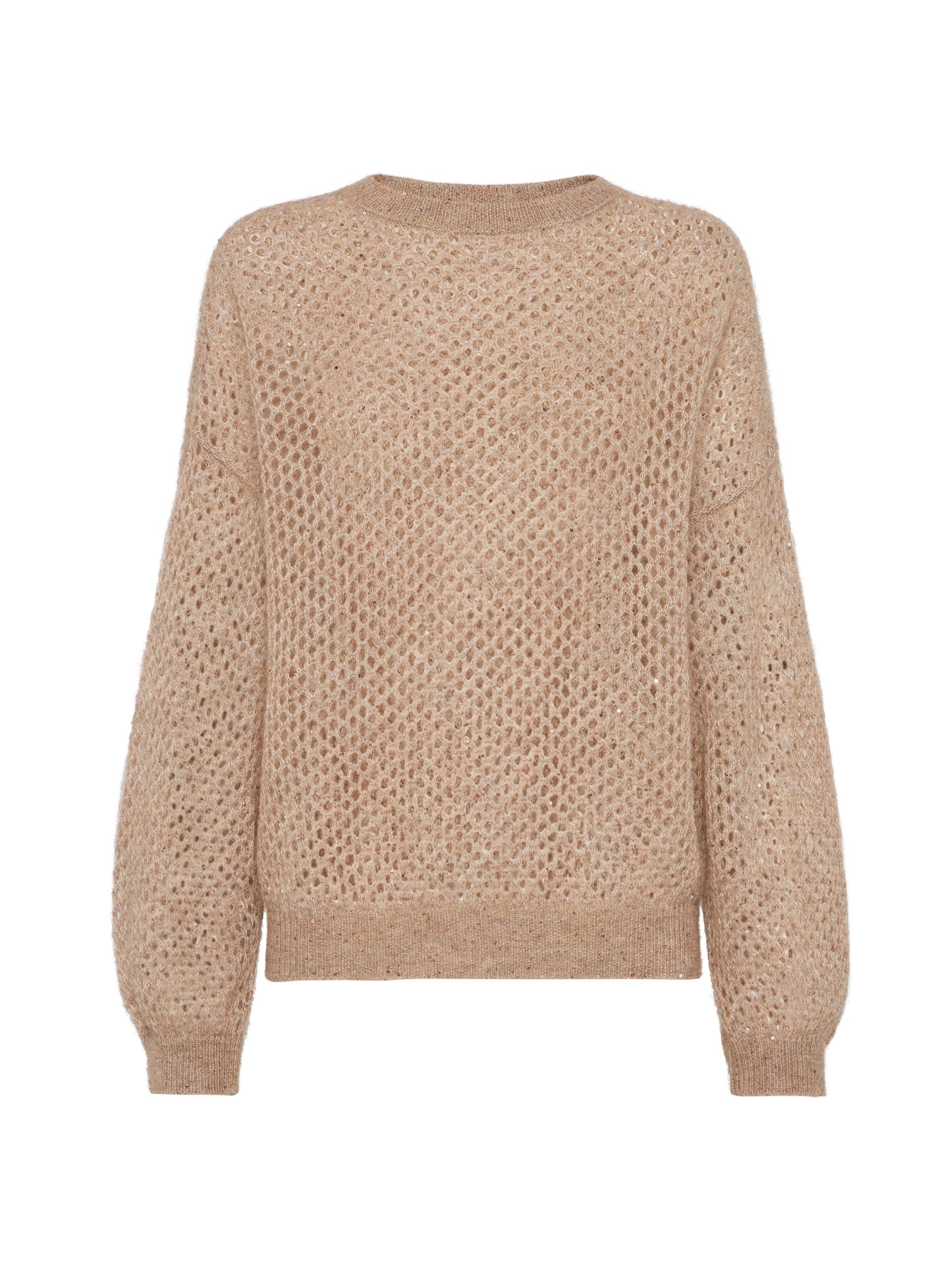 Brunello Cucinelli Women's Mohair, Cotton and Wool Dazzling Mesh Sweater - Hazelnut