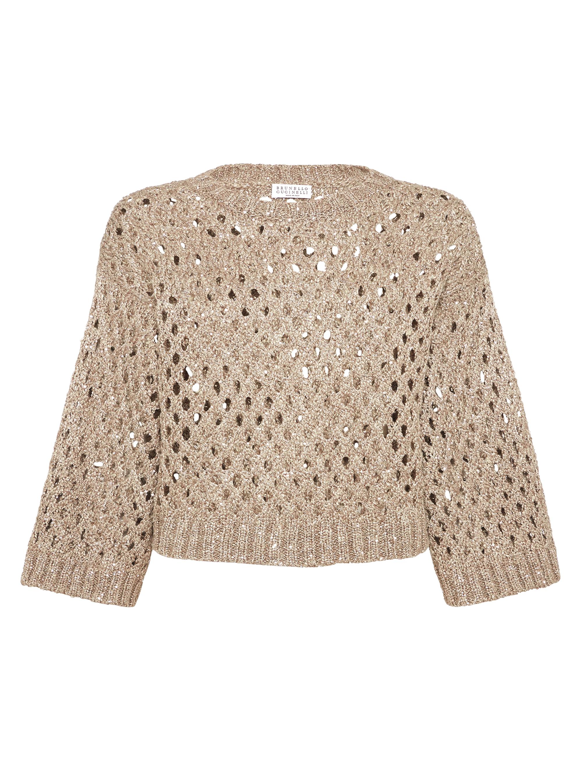 Brunello Cucinelli Women's Silk and Linen Dazzling Net Sweater - Warm Beige