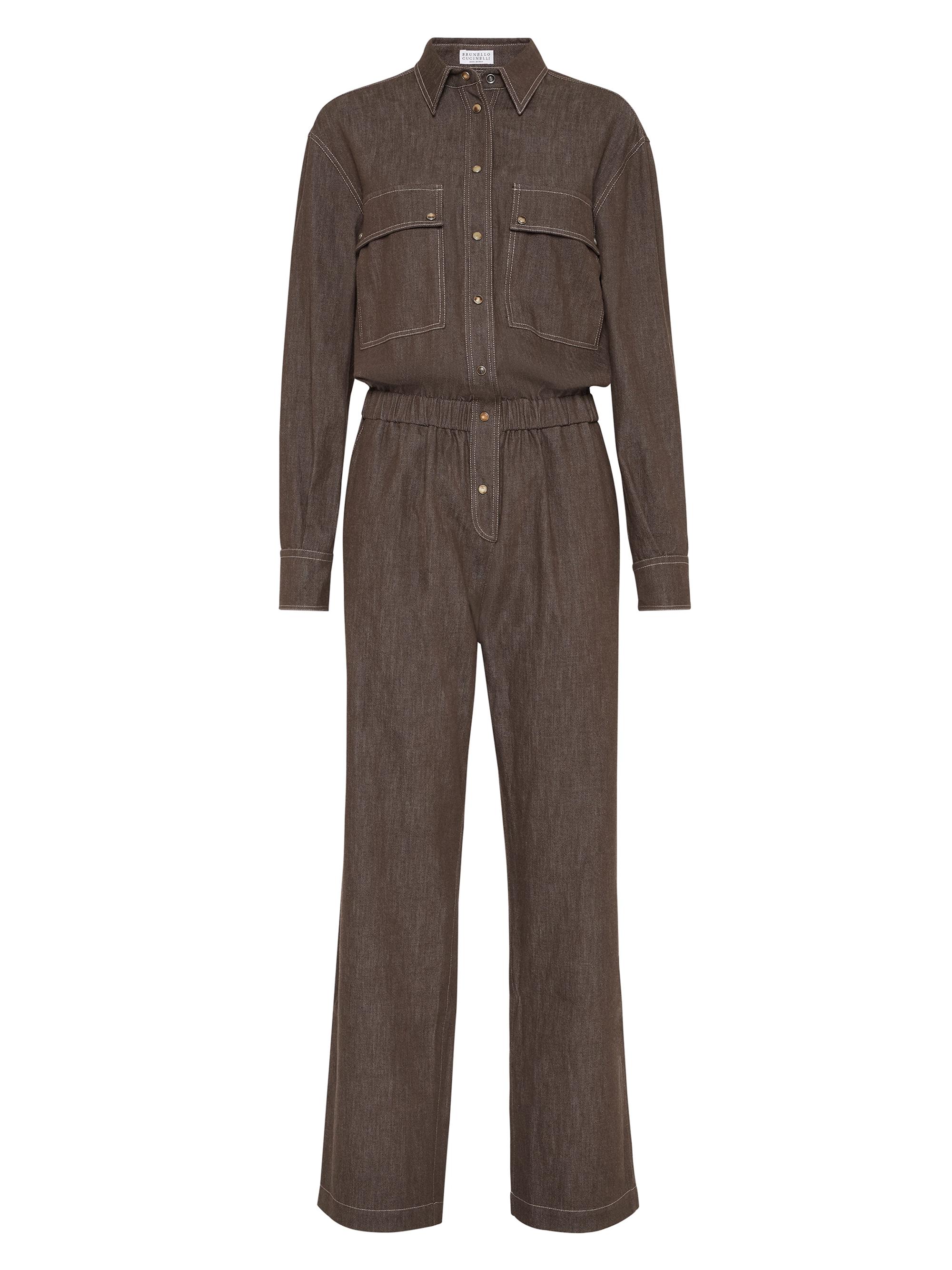 Brunello Cucinelli Women's Lightweight No Fade Denim Jumpsuit - Cocoa