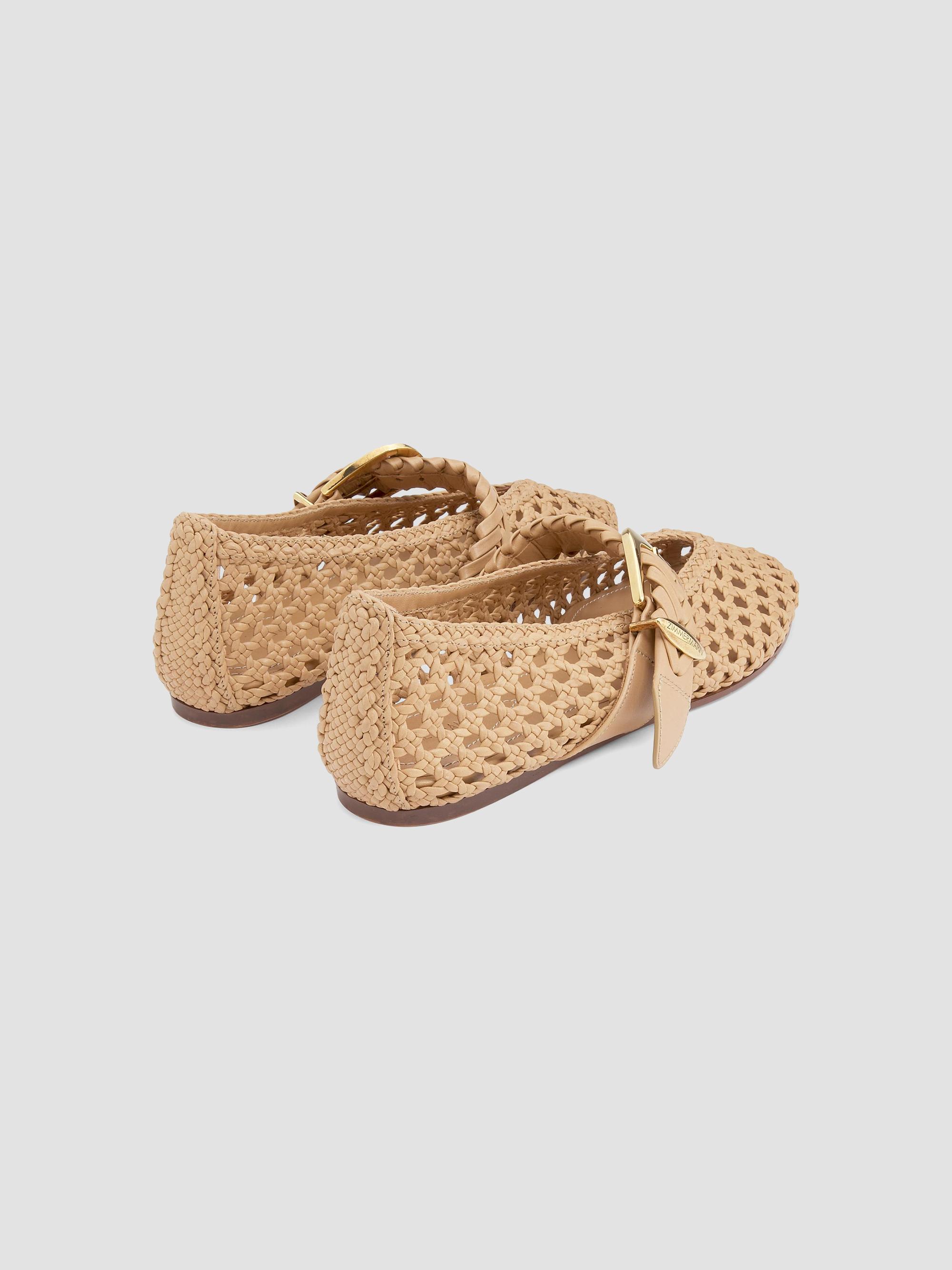 Zimmermann Woven Braided Leather Espadrille Tan White Ivory Shoes Size‎ 11 NWOB Zimmermann Woven Espadrilles Platforms in Saddle Tan  main image 3