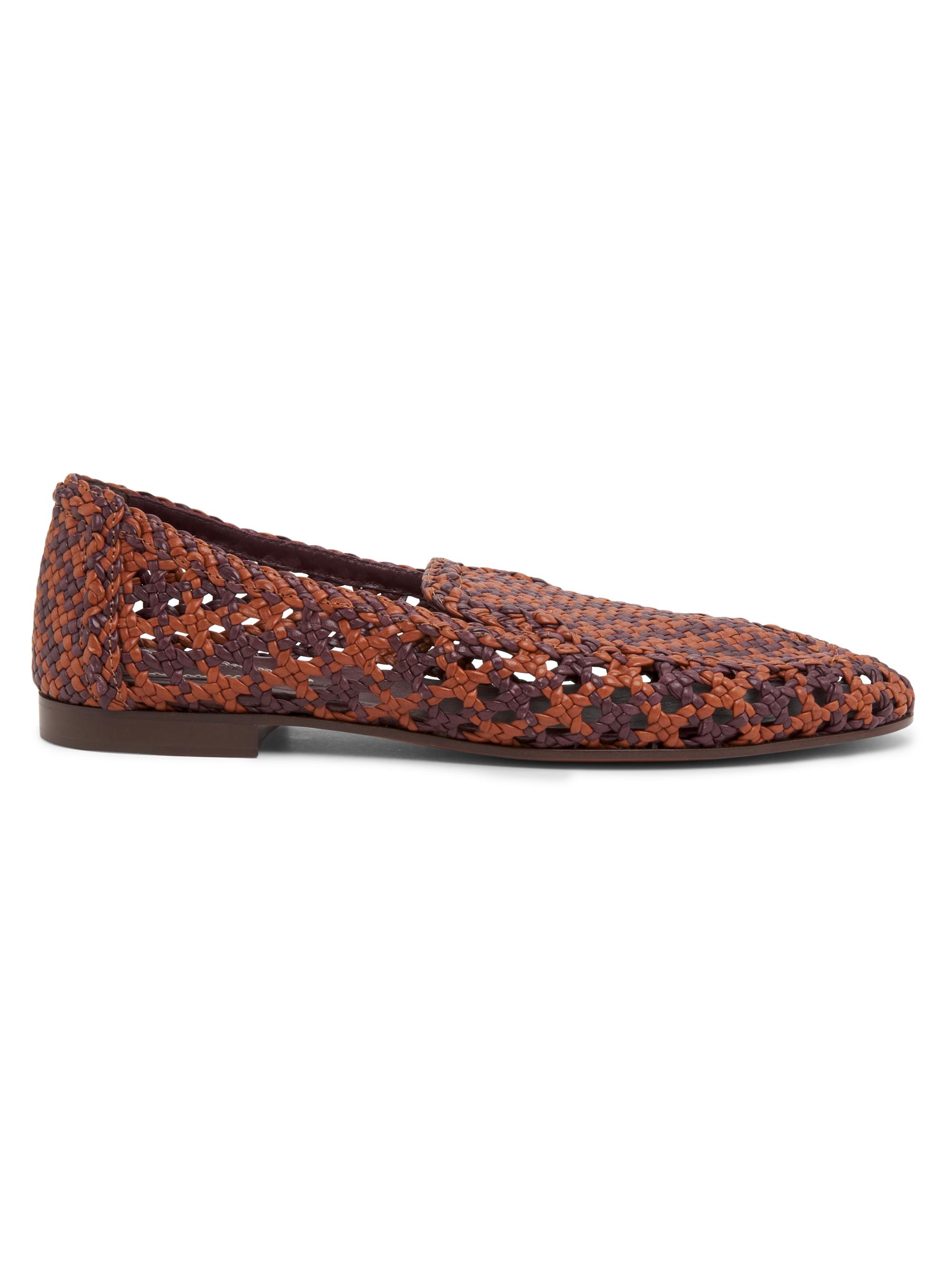 Zimmermann Women's Helix Woven Leather Loafers - Pecan Burgundy