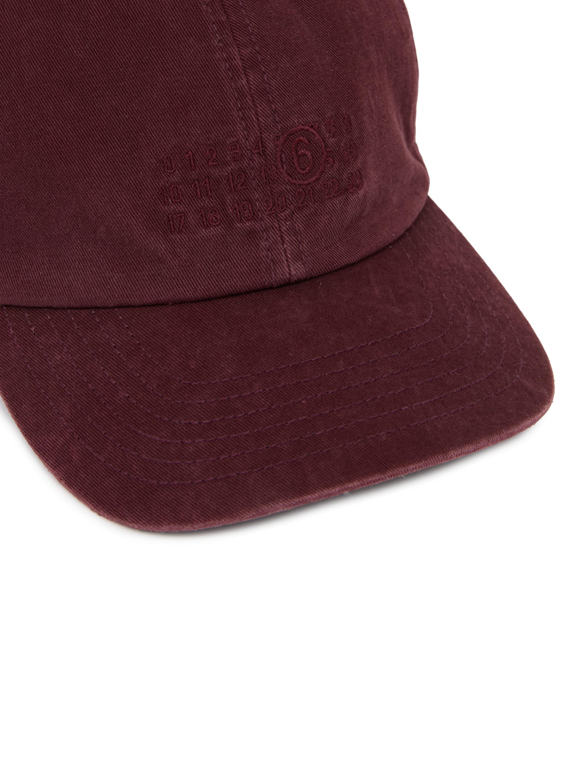 MM6 Maison Margiela Men's Embroidered Cotton Canvas Baseball Cap - Burgundy | Thumbnail 2