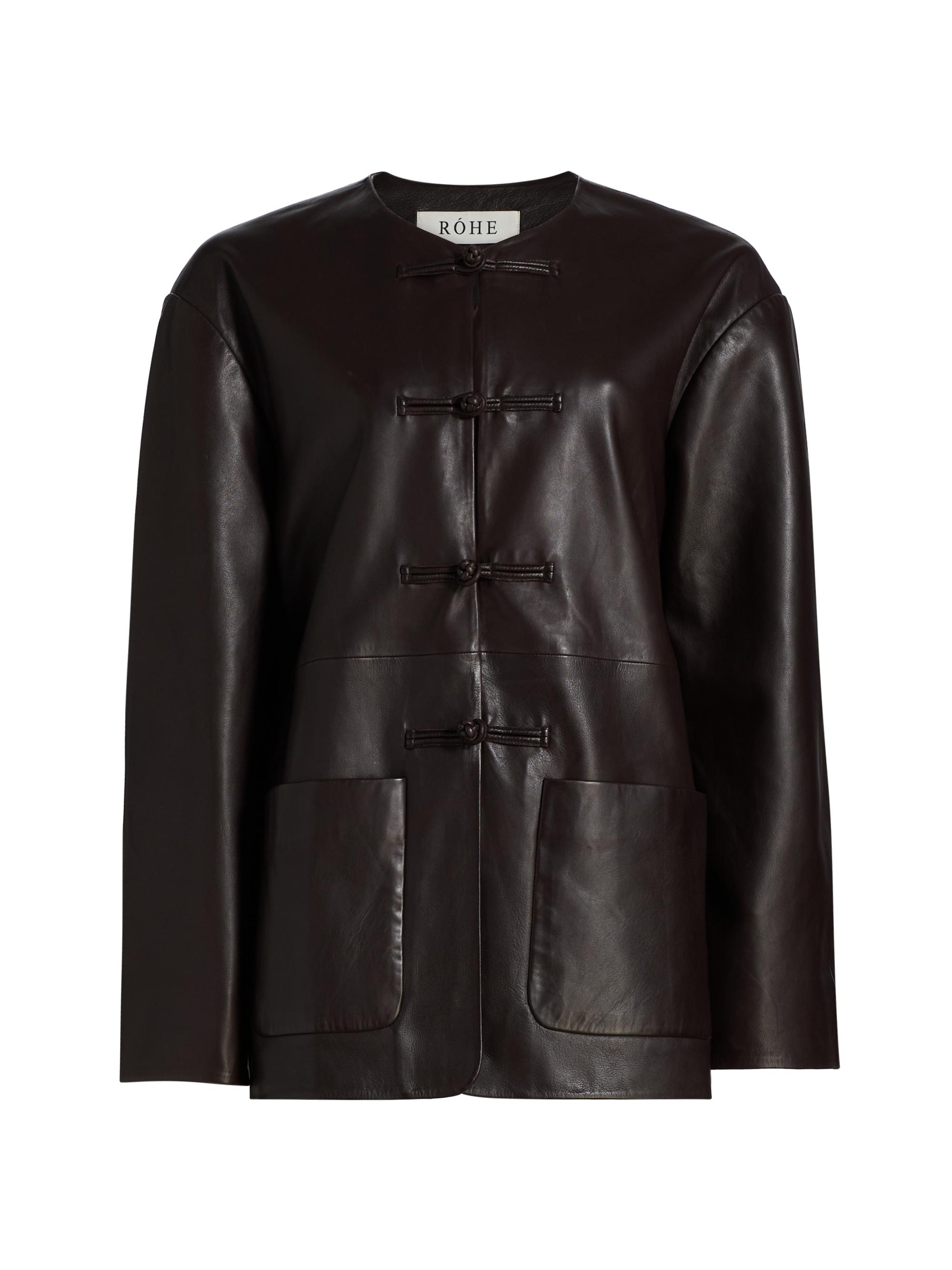 Róhe Women's Marie Leather Jacket - Mahogany