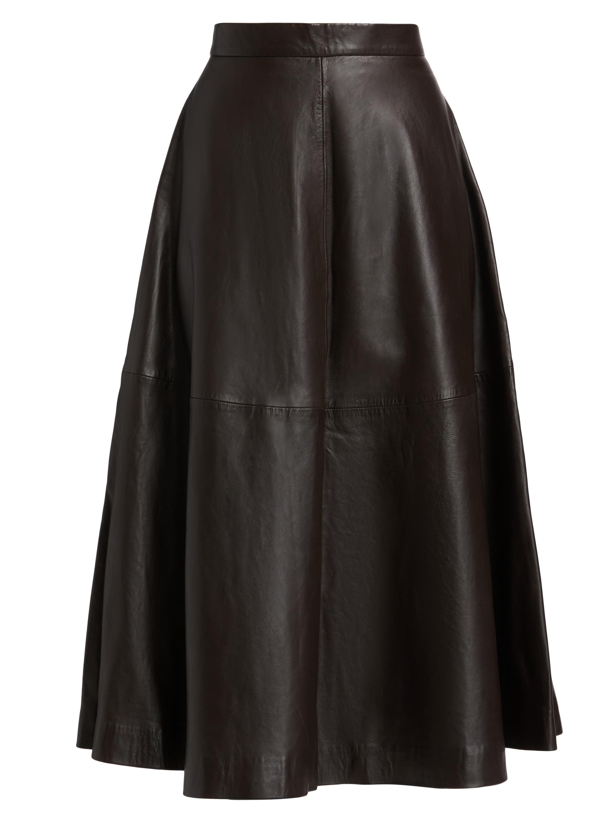Róhe Women's Leather A-Line Midi-Skirt - Mahogany