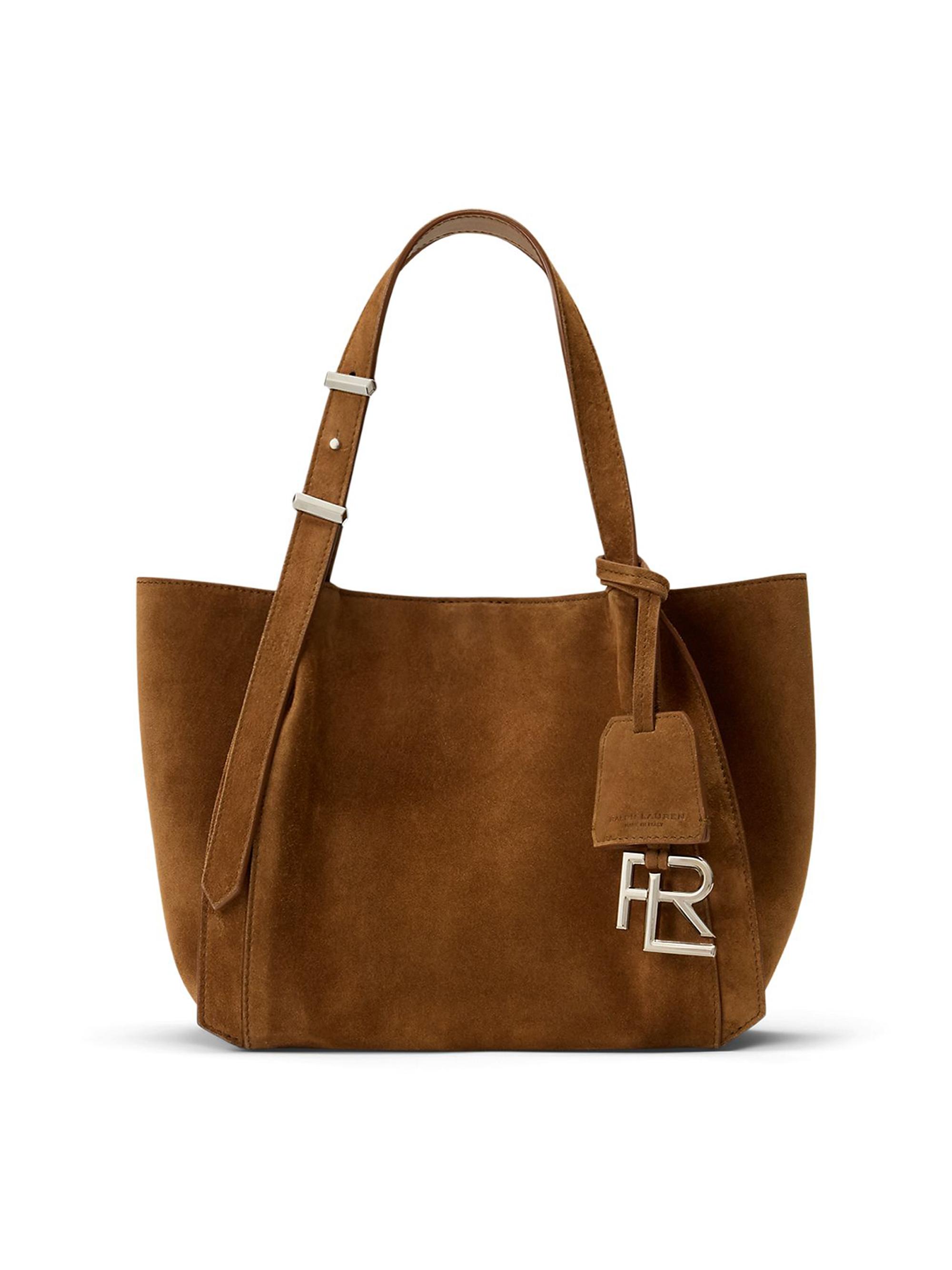 Ralph Lauren Collection Women's  Logo Suede Tote Bag - Nutmeg