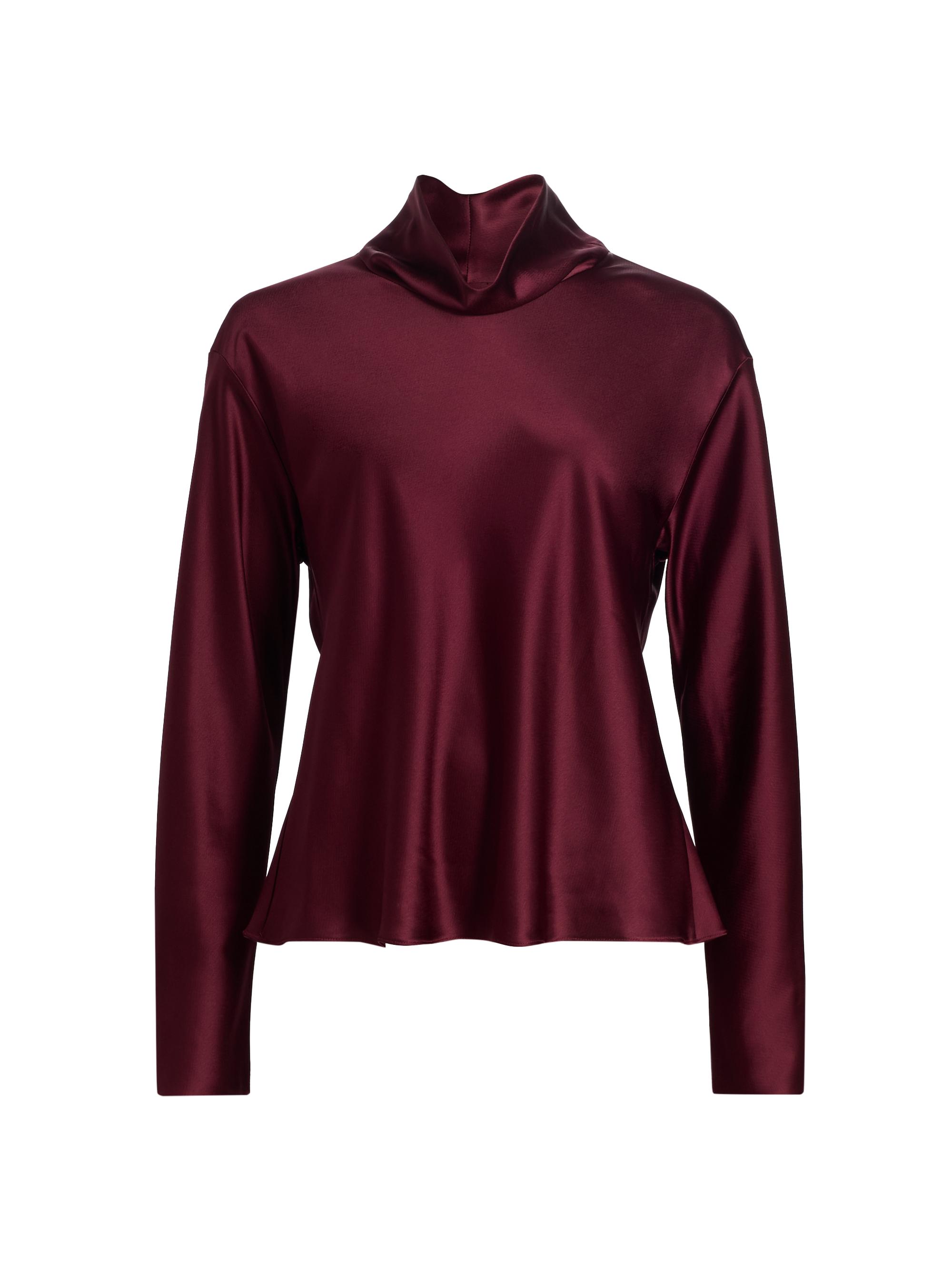 Leset Women's Barb Satin Cowlneck Top - Bordeaux