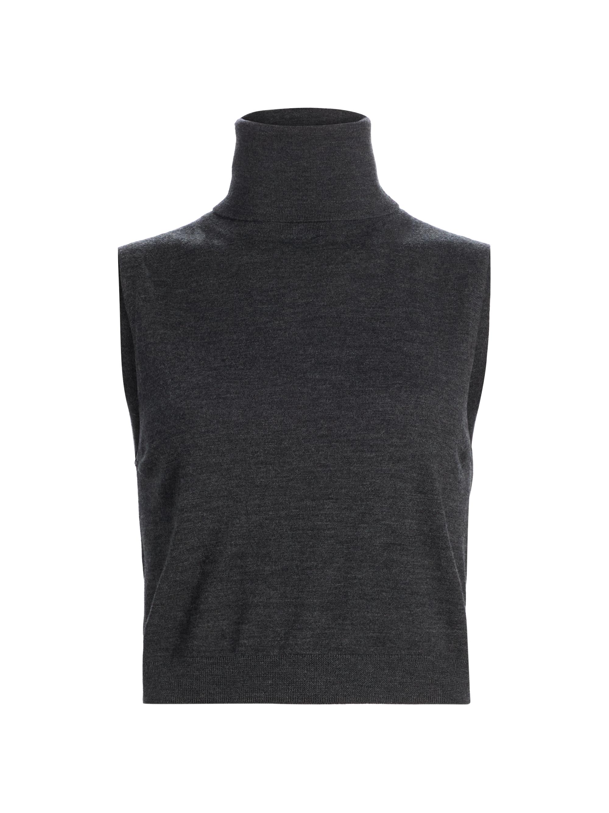 Leset Women's James Merino Wool Sleeveless Turtleneck Sweater - Charcoal Grey