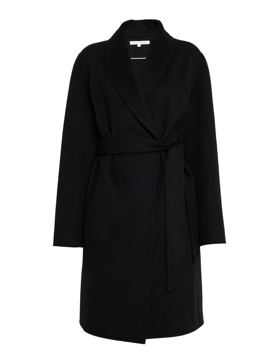Sofia Cashmere Women's Double-face Wool-cashmere Wrap Coat In Black