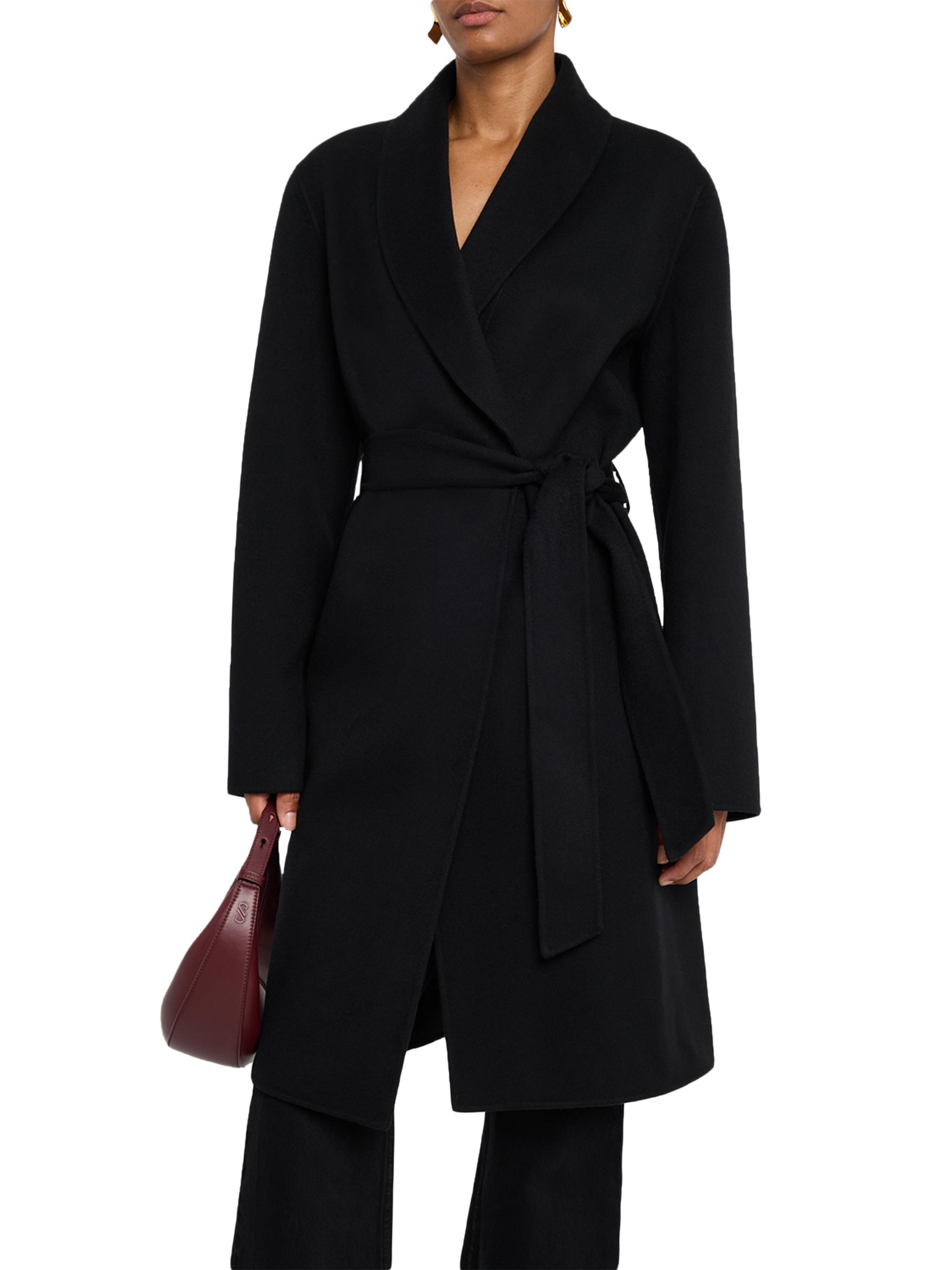 Sofia Cashmere Women's Double-Face Wool-Cashmere Wrap Coat - Black | Thumbnail 3