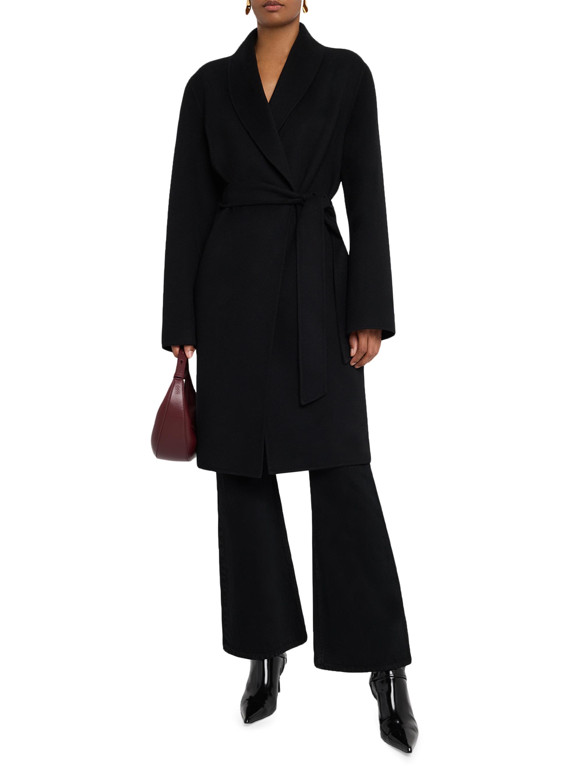 Sofia Cashmere Women's Double-Face Wool-Cashmere Wrap Coat - Black | Thumbnail 2