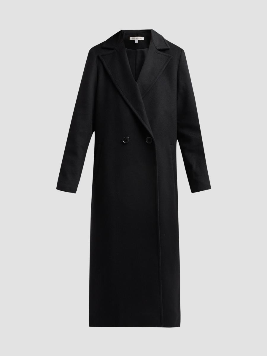 Sofia Cashmere Women's Double Breasted Wool-cashmere Coat In Black