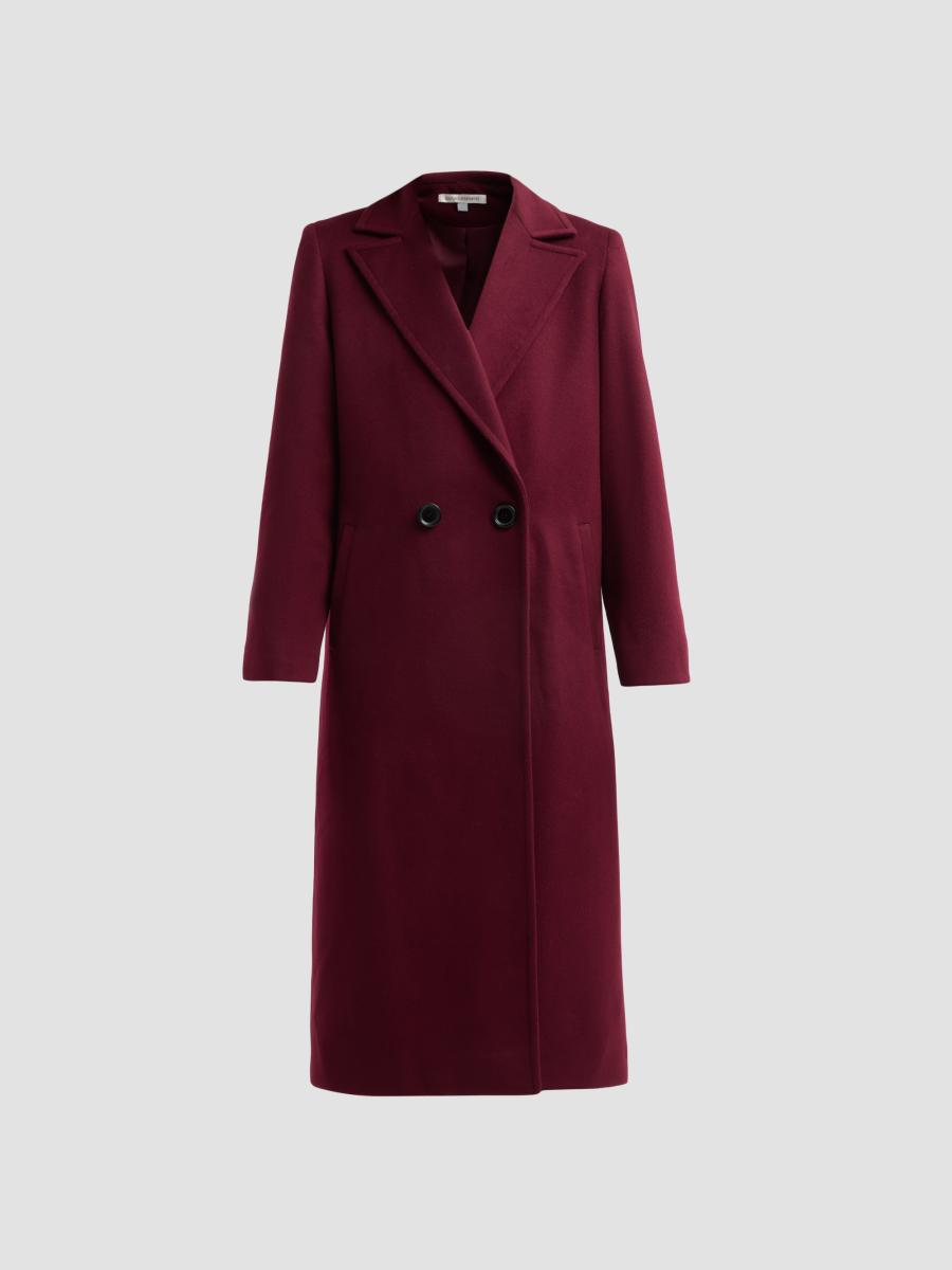 Sofia Cashmere Women's Double Breasted Wool-cashmere Coat In Burgundy
