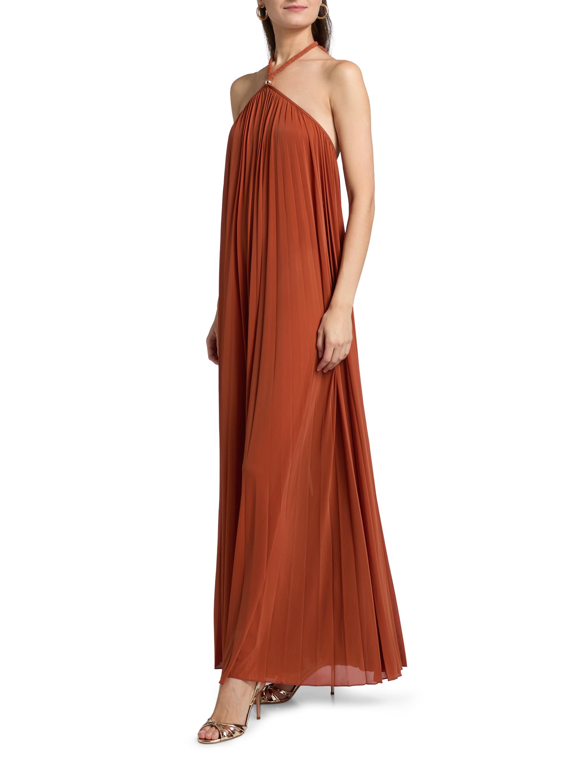 crystal pleated maxi dress NADIA Crystal Pleated Backless Maxi Dress
