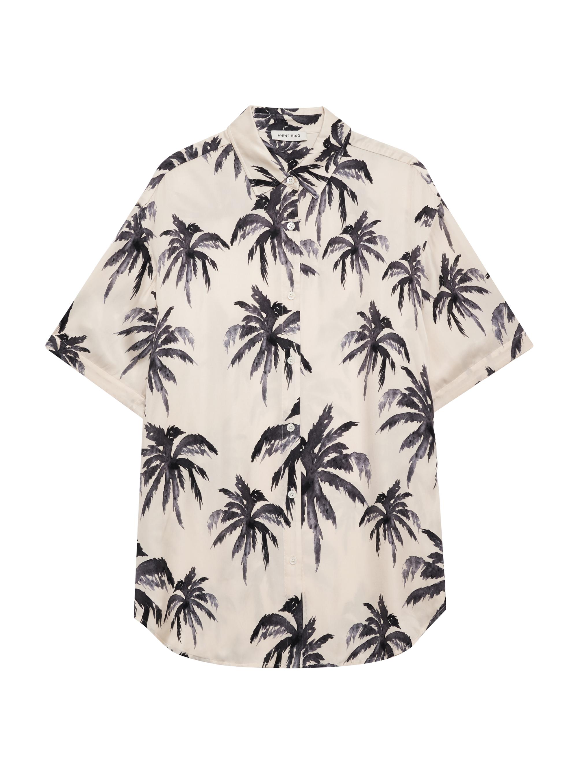 Anine Bing Women's Tristan Palm-Print Button-Front Shirt - Print