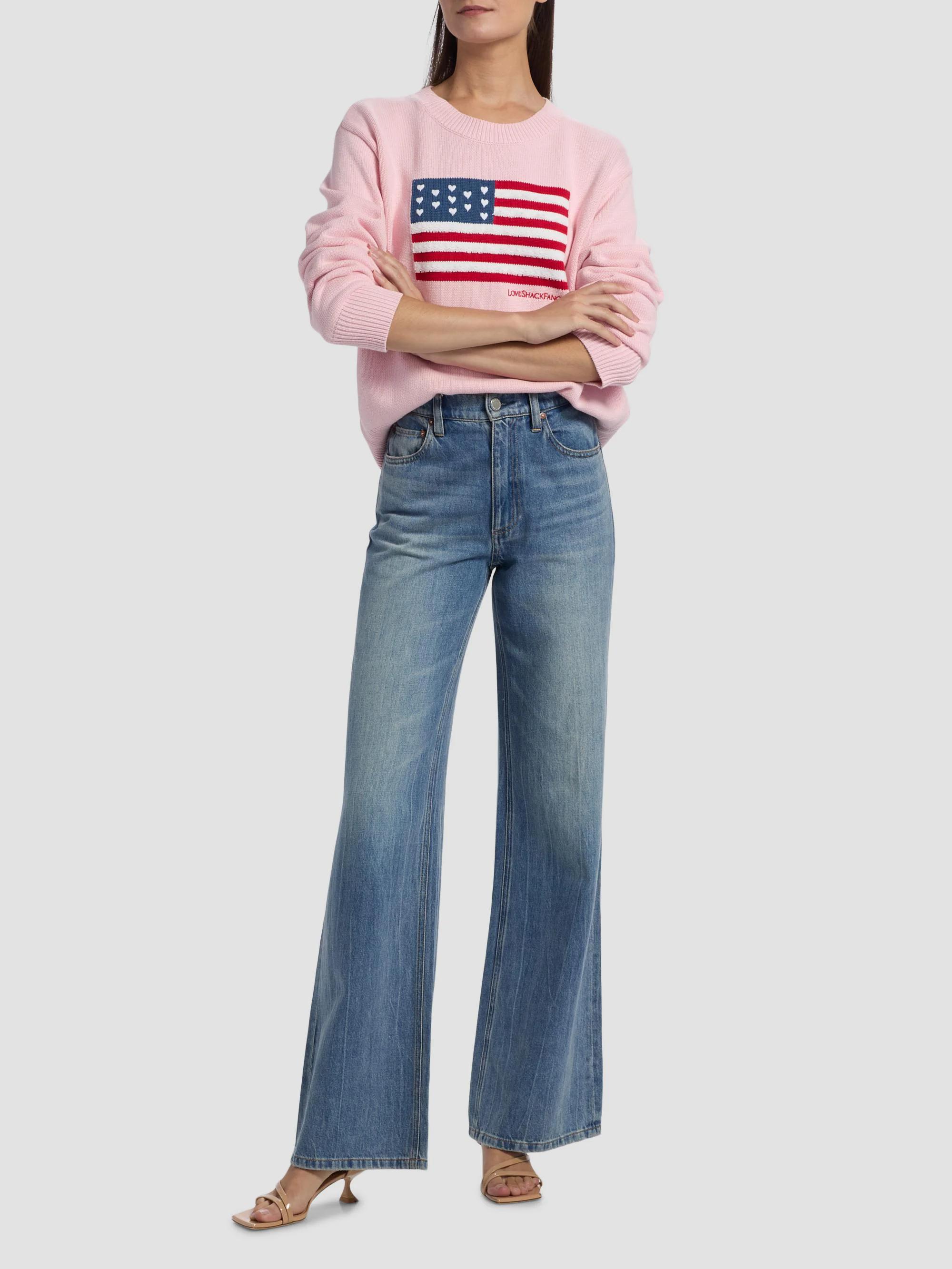 LoveShackFancy Ty Flag Knit Crewneck Sweater | Saks Fifth Avenue