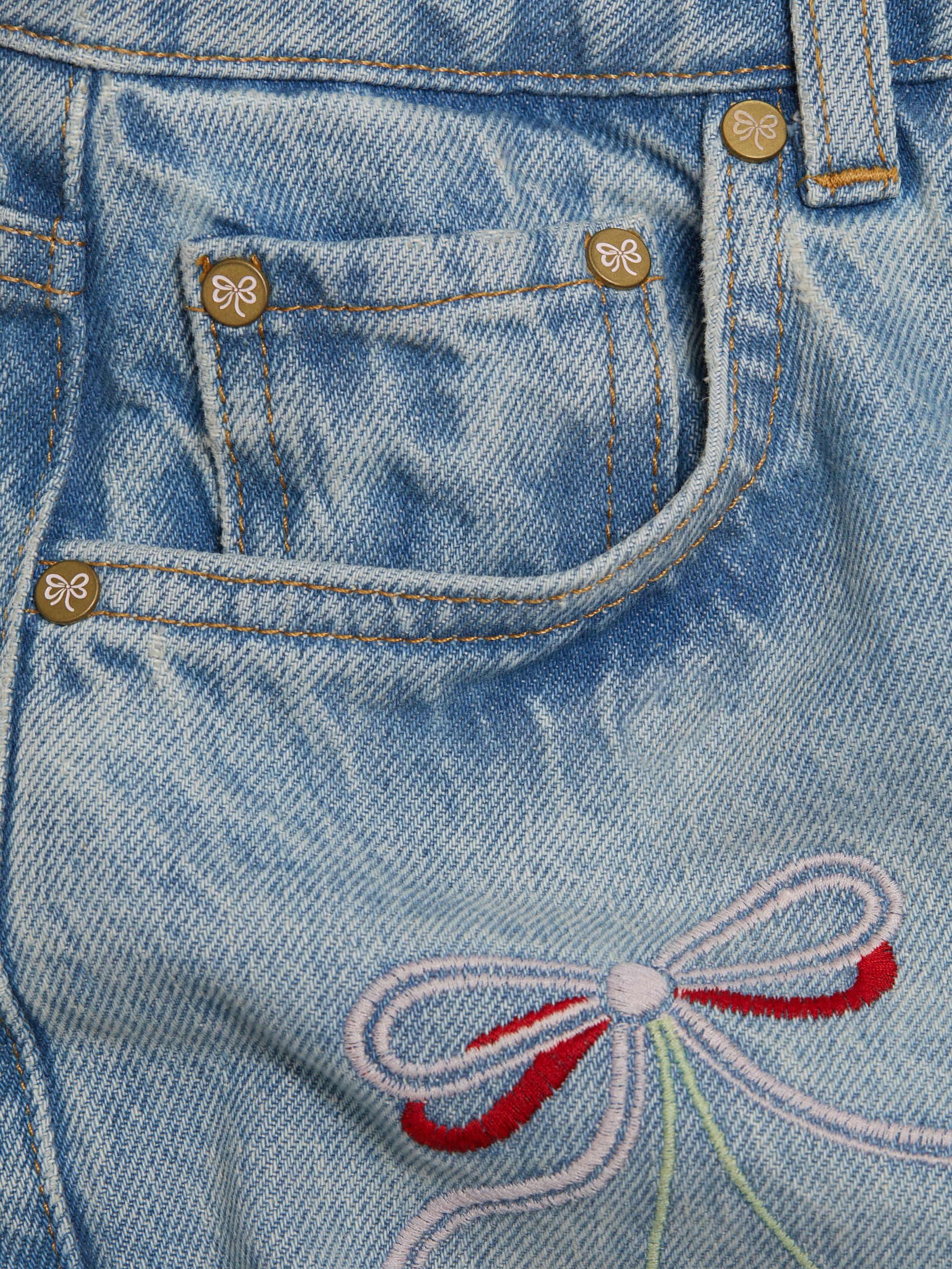LoveShackFancy Sami Embroidered Cherry Crop Jeans | Saks Fifth Avenue
