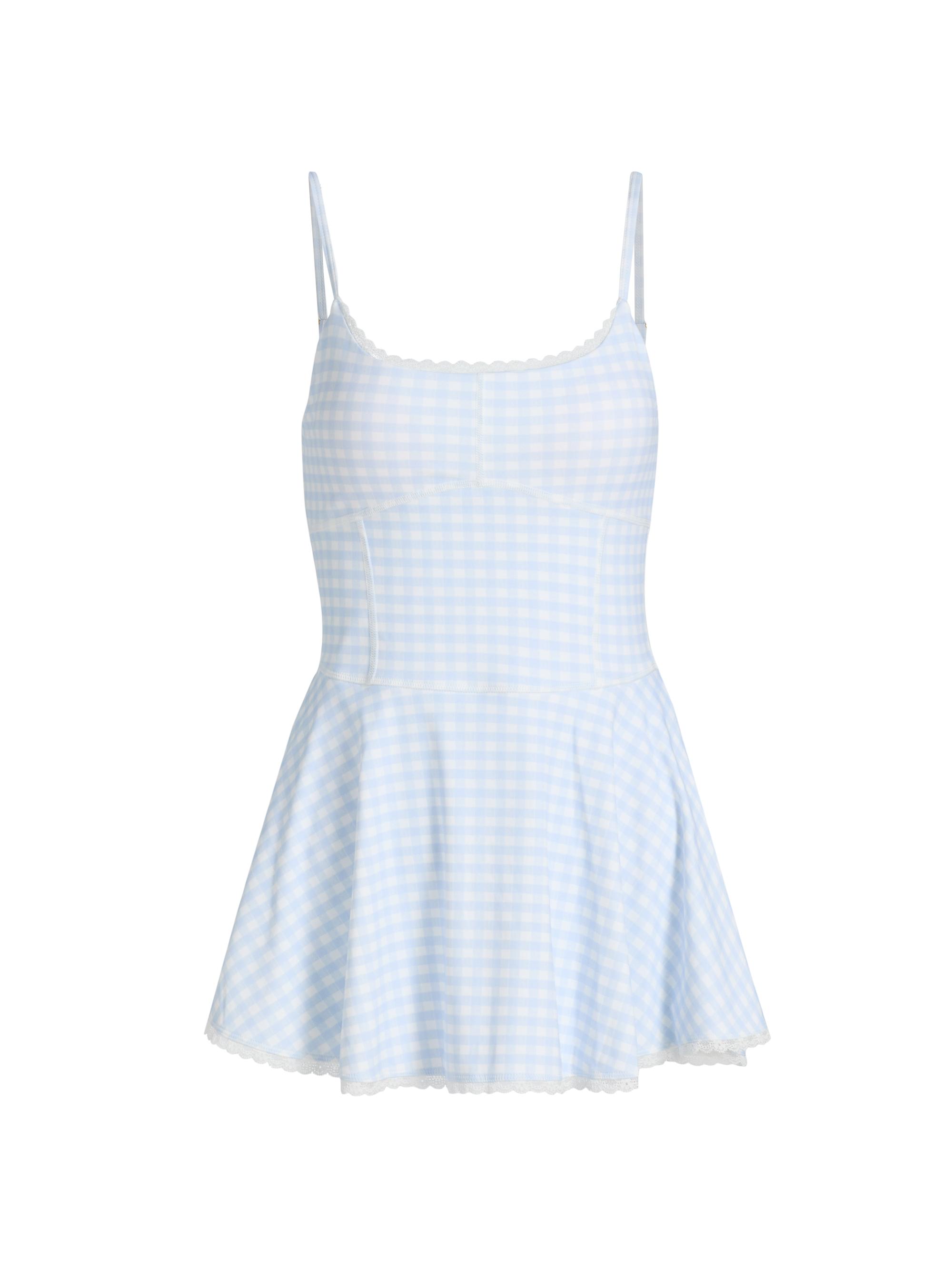 LoveShackFancy Women's Lunella Gingham Minidress - Beachside Blue
