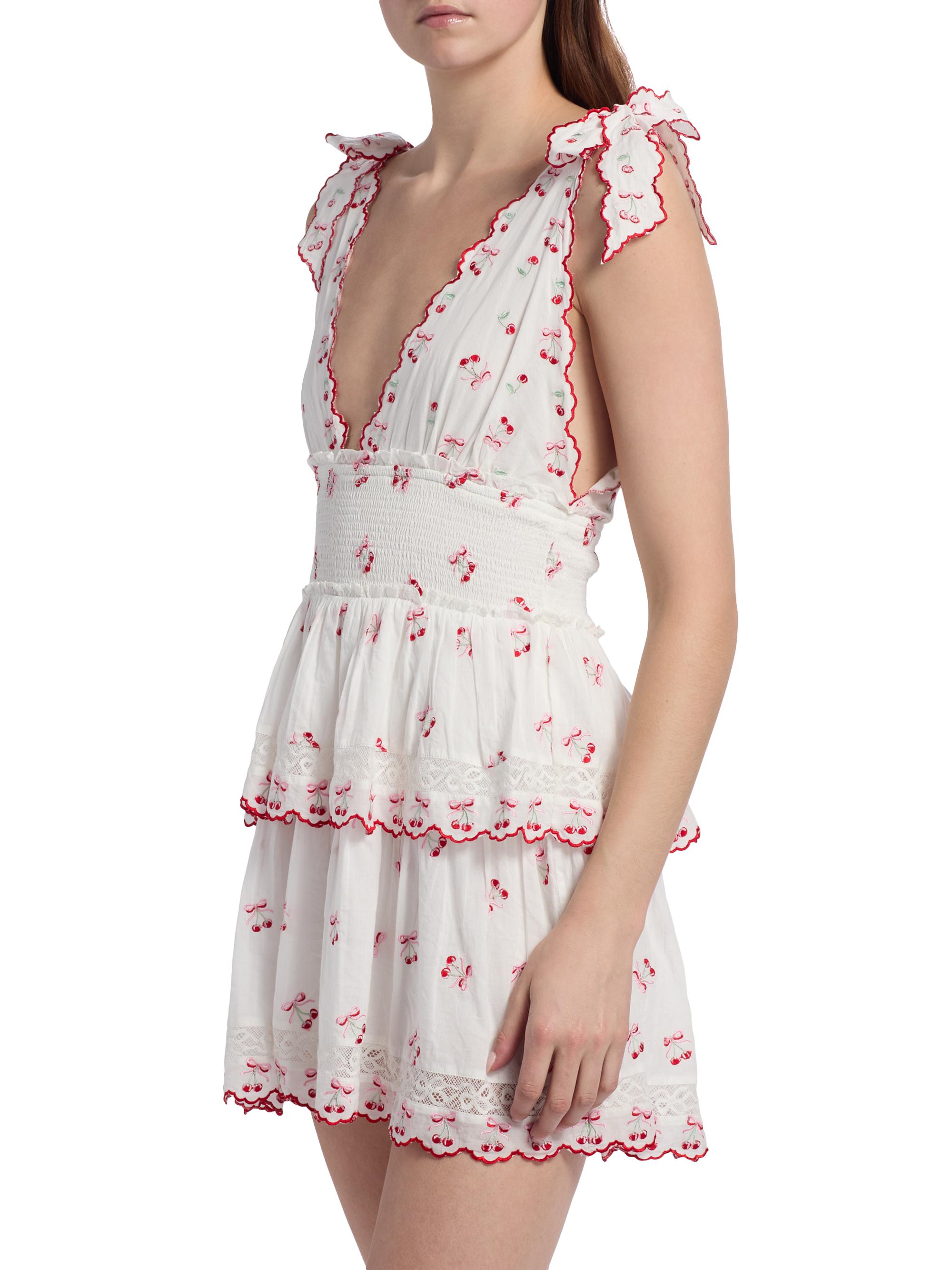 LoveShackFancy Soira Cherry Print Minidress | Saks Fifth Avenue