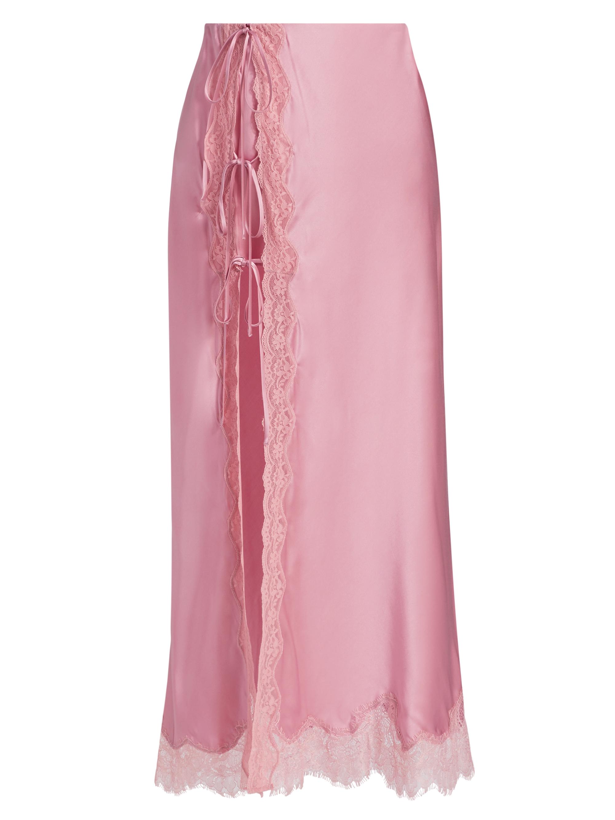 LoveShackFancy Women's Calder Satin Maxi Skirt - Dusty Rose
