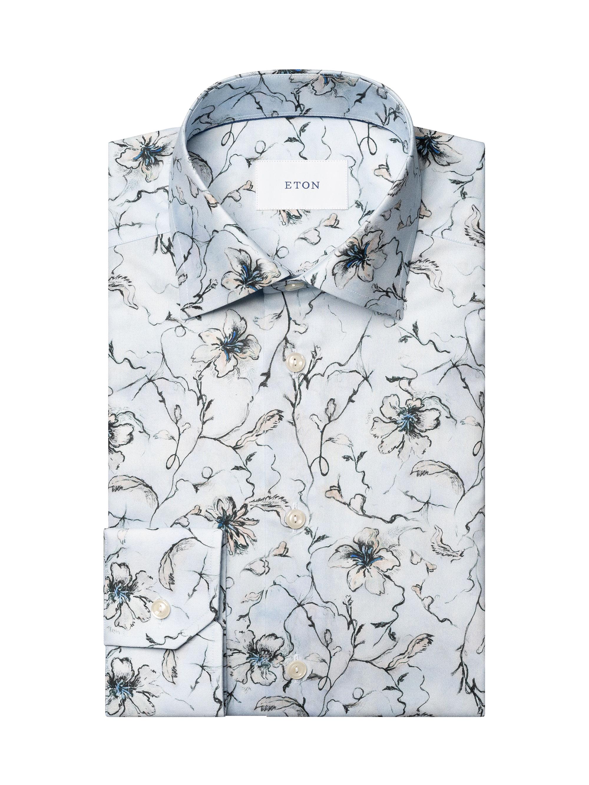 Eton Men's Slim-Fit Floral Button-Front Shirt - Blue