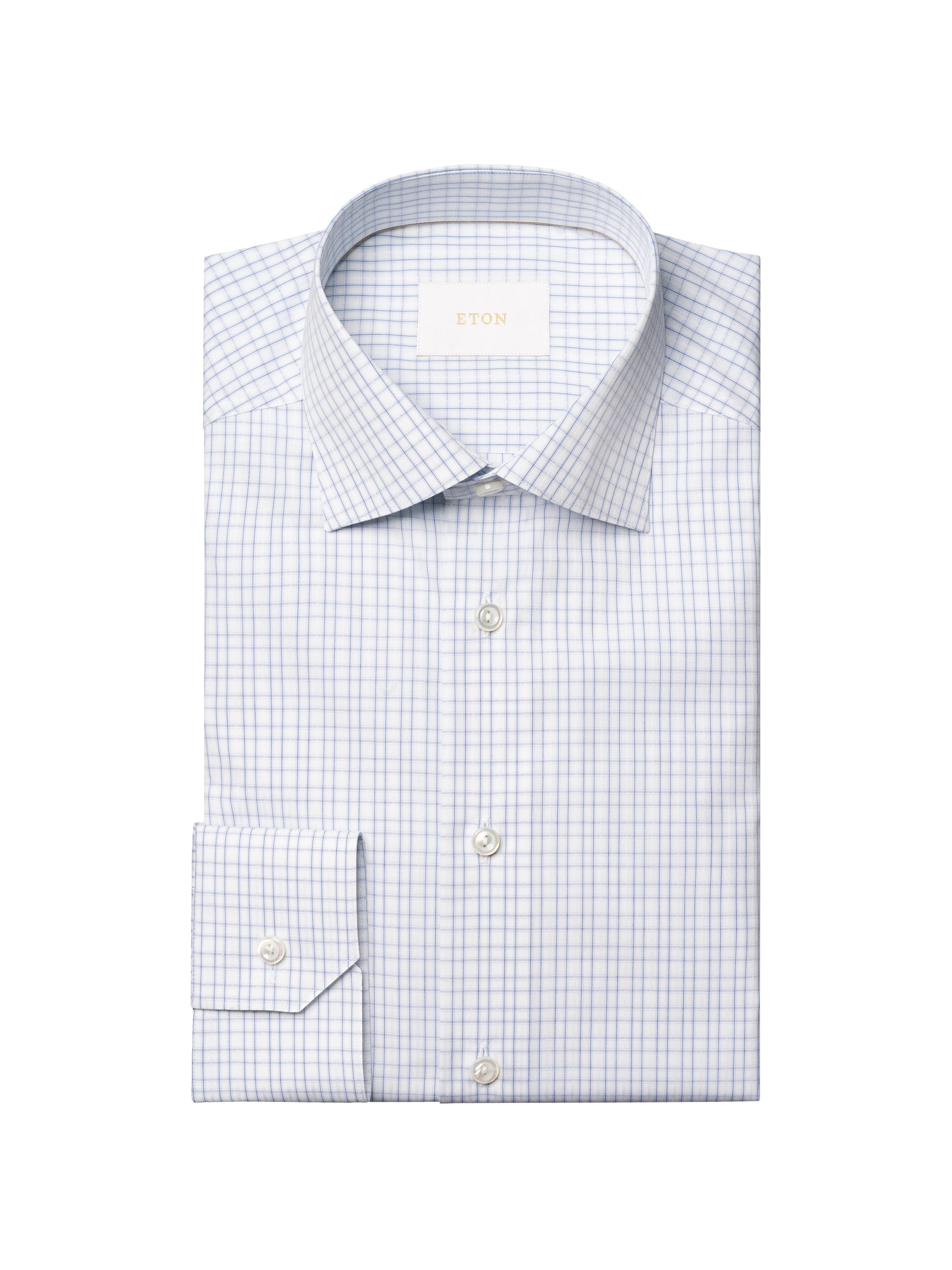 Eton Men's Contemporary-Fit Check Elevated Shirt - Blue