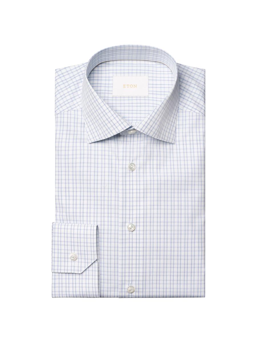 Eton Men's Contemporary-fit Check Elevated Shirt In Blue