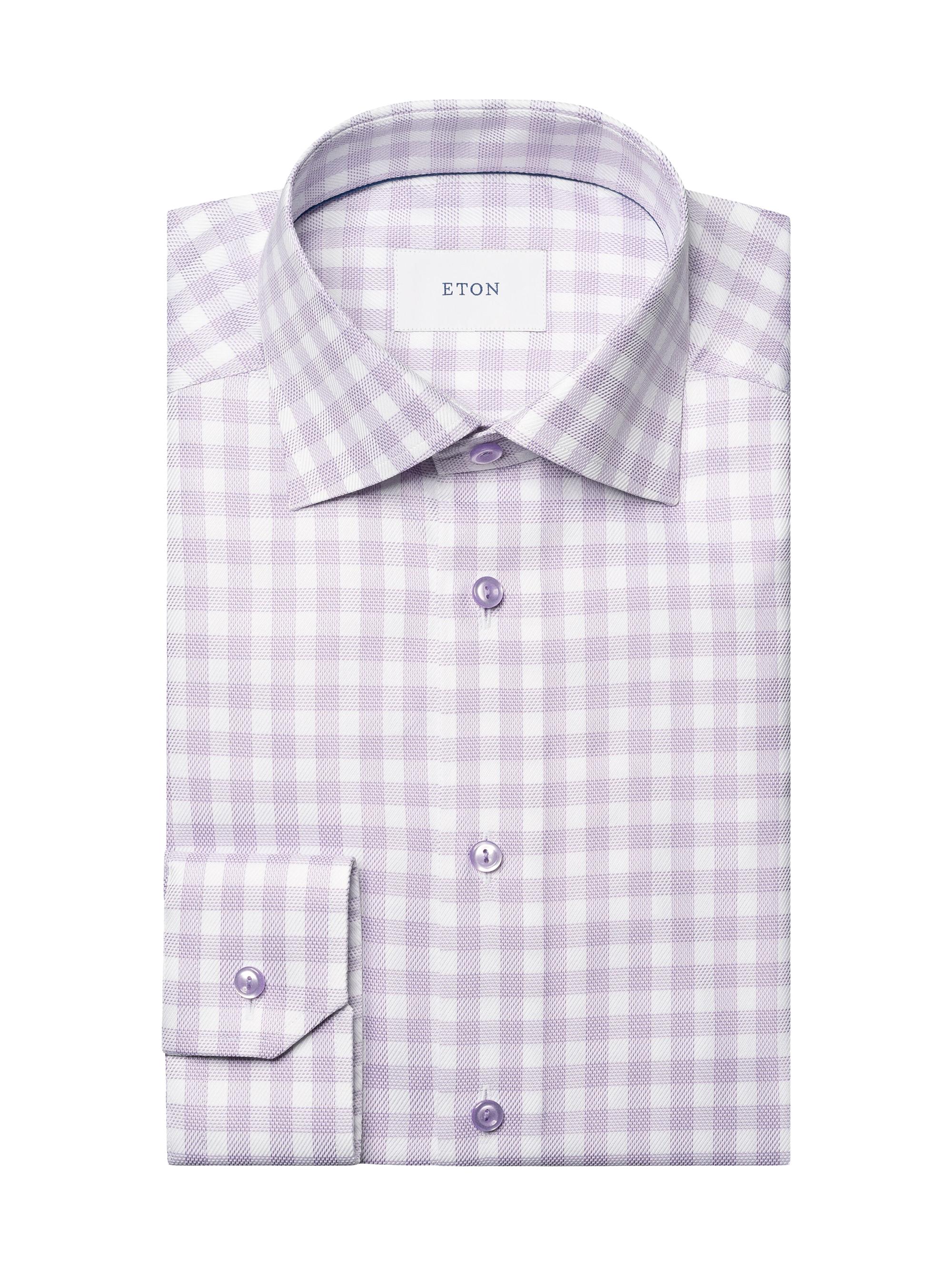Eton Men's Slim-Fit Check Button-Front Shirt - Purple