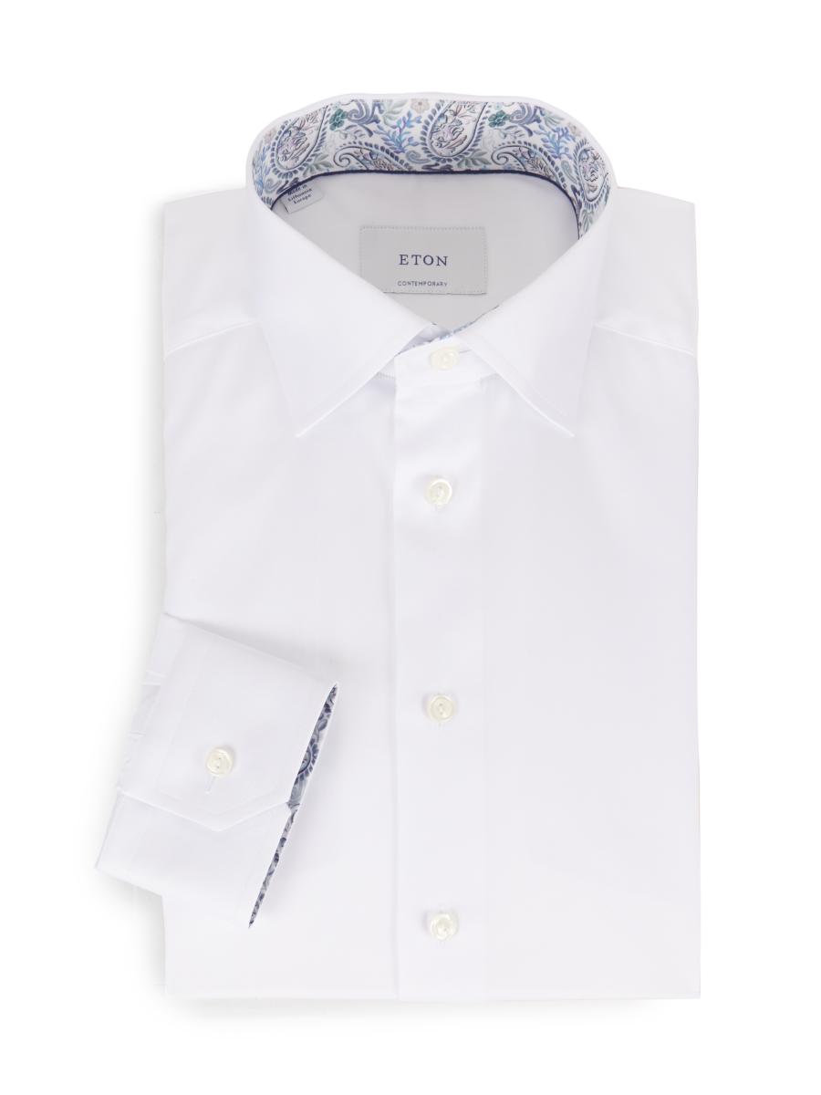 Eton Men's Contemporary Fit Paisley Twill Shirt In White