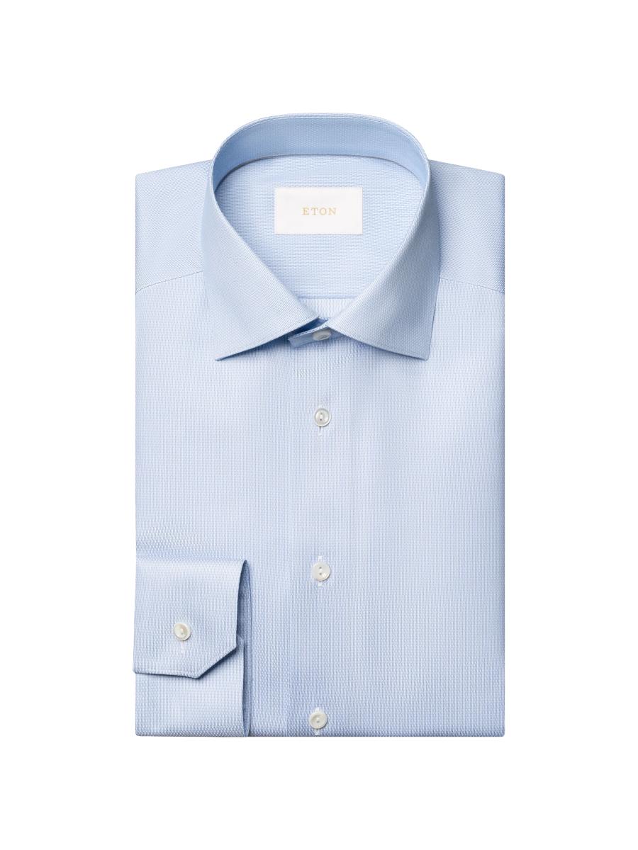 Eton Men's Contemporary-fit Textured Solid Elevated Shirt In Blue