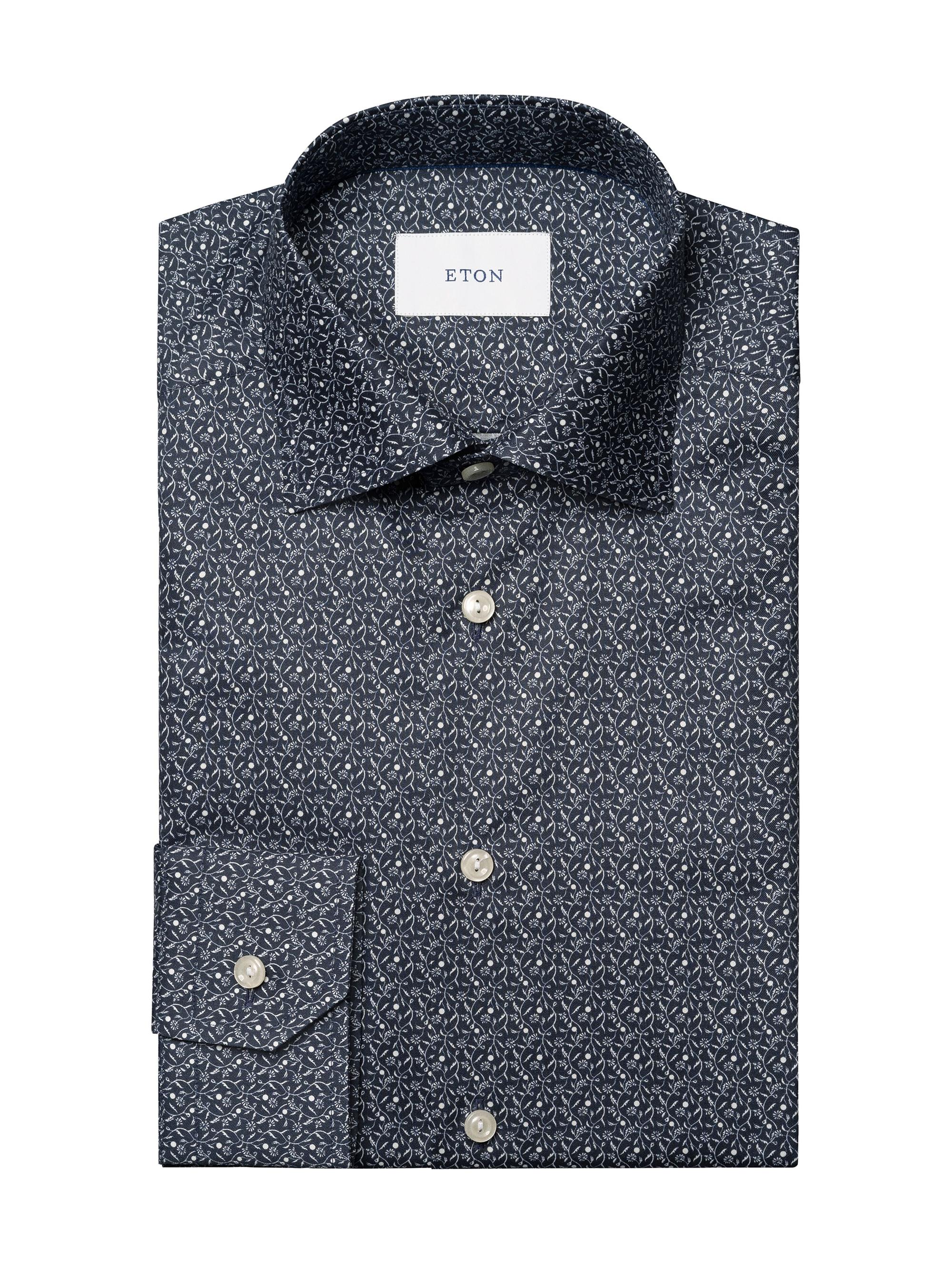 Eton Men's Slim-Fit Floral Button-Front Shirt - Blue