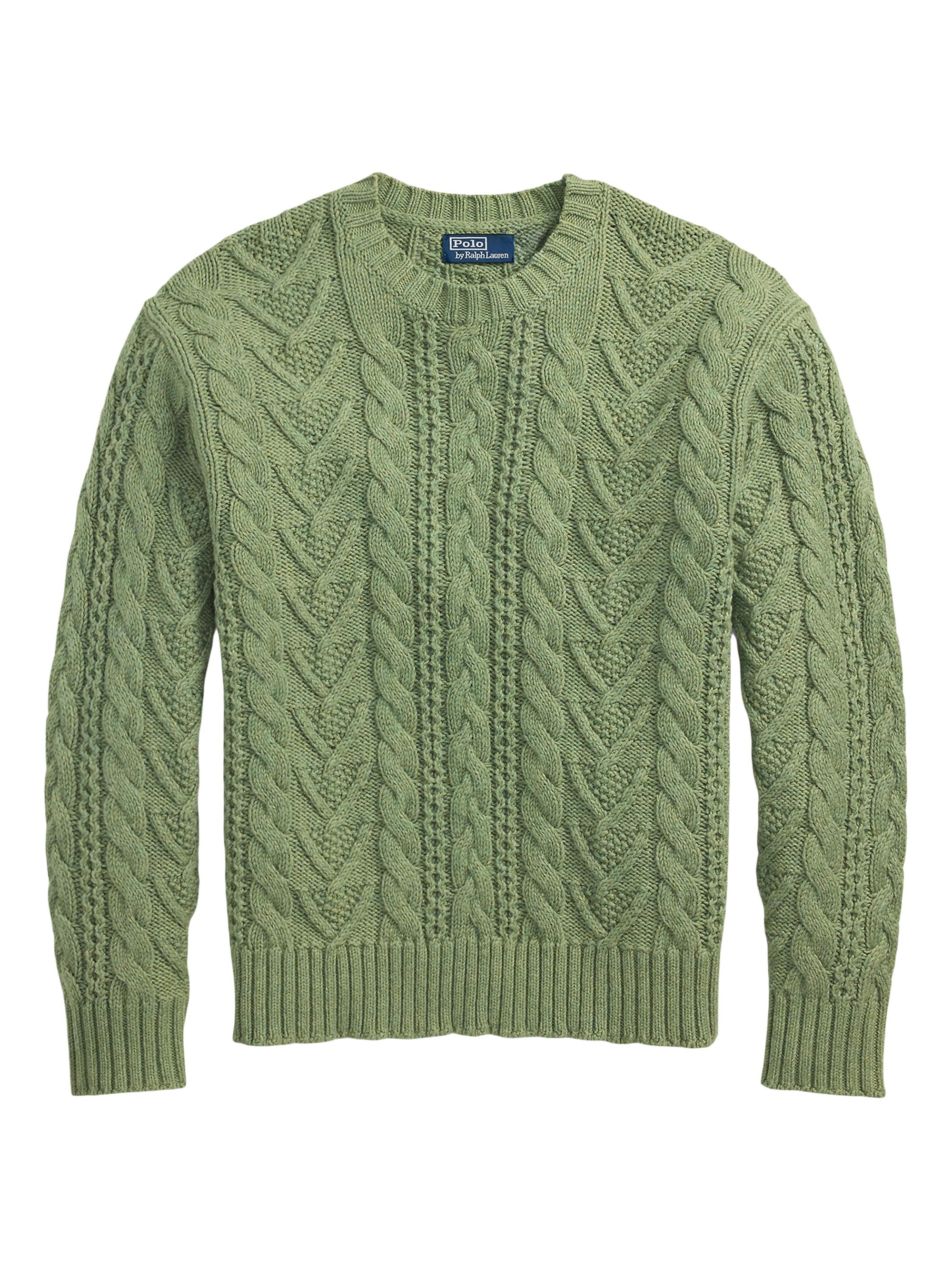 Polo Ralph Lauren Men's Cotton-Blend Fisherman Sweater - Fern Green Combo