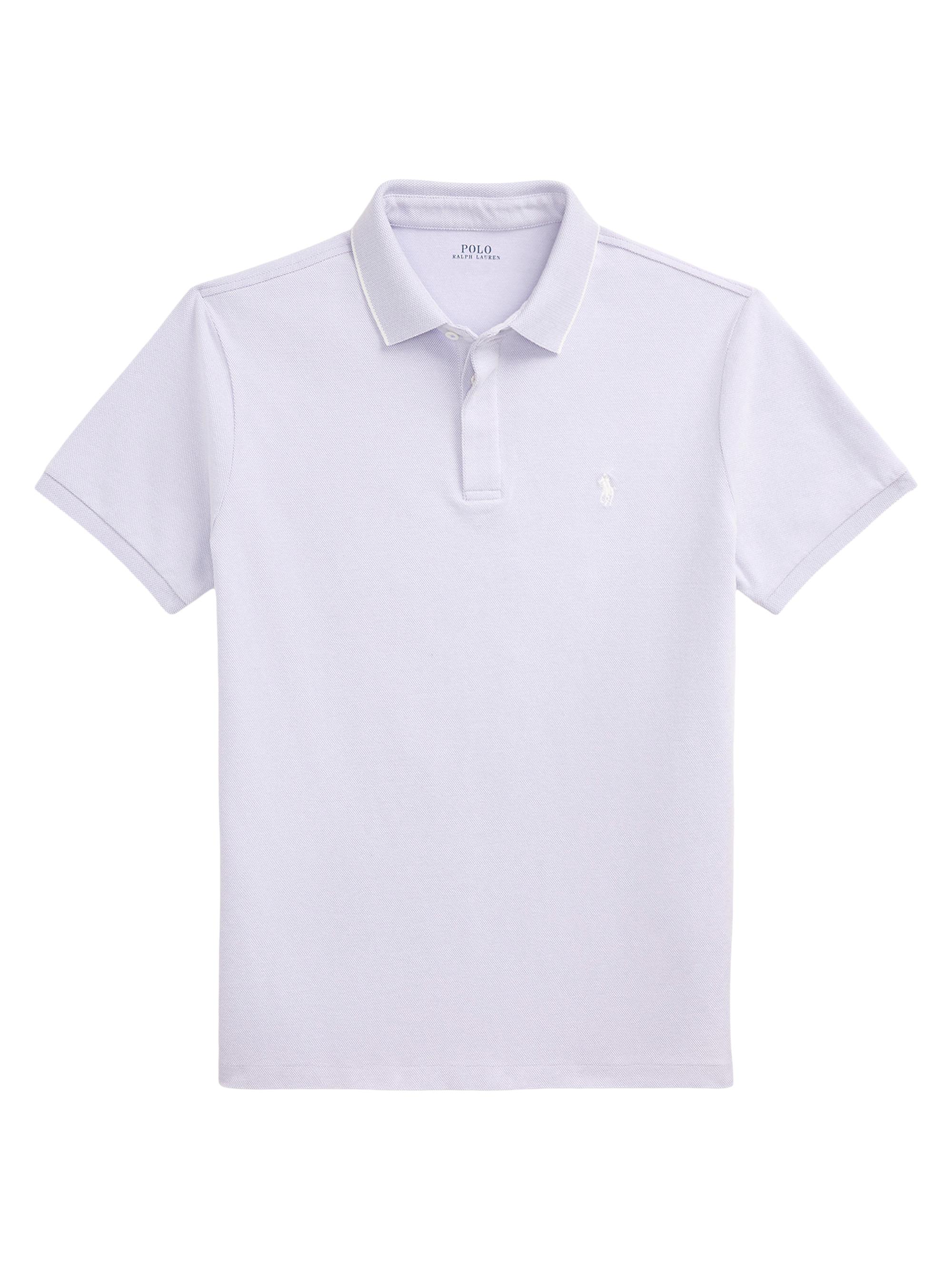 Polo Ralph Lauren Men's Custom-Slim-Fit Stretch Oxford Mesh Polo Shirt - Sky Lavender White
