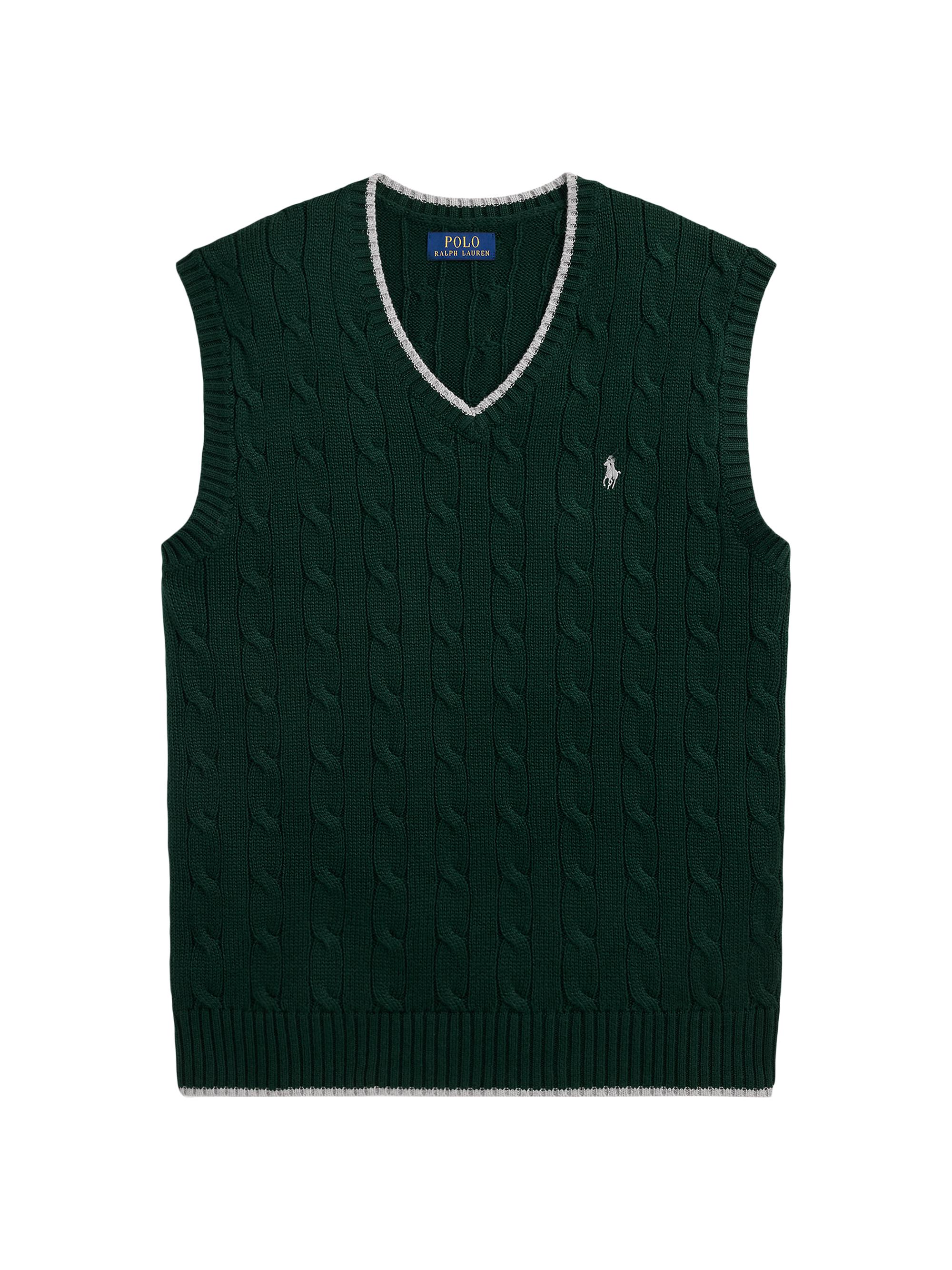 Polo Ralph Lauren Men's Cable-Knit Cotton Sweater Vest - College Green Combo