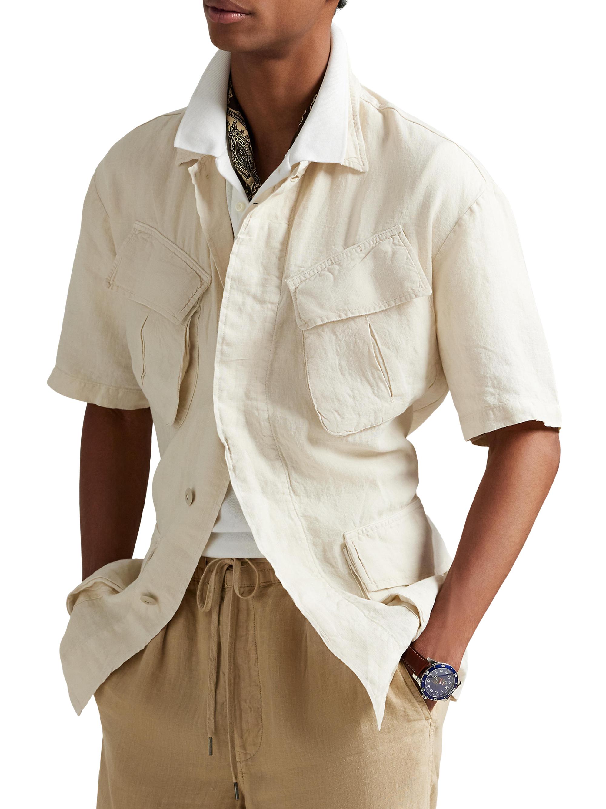 Garment-Dyed Slub Linen Overshirt