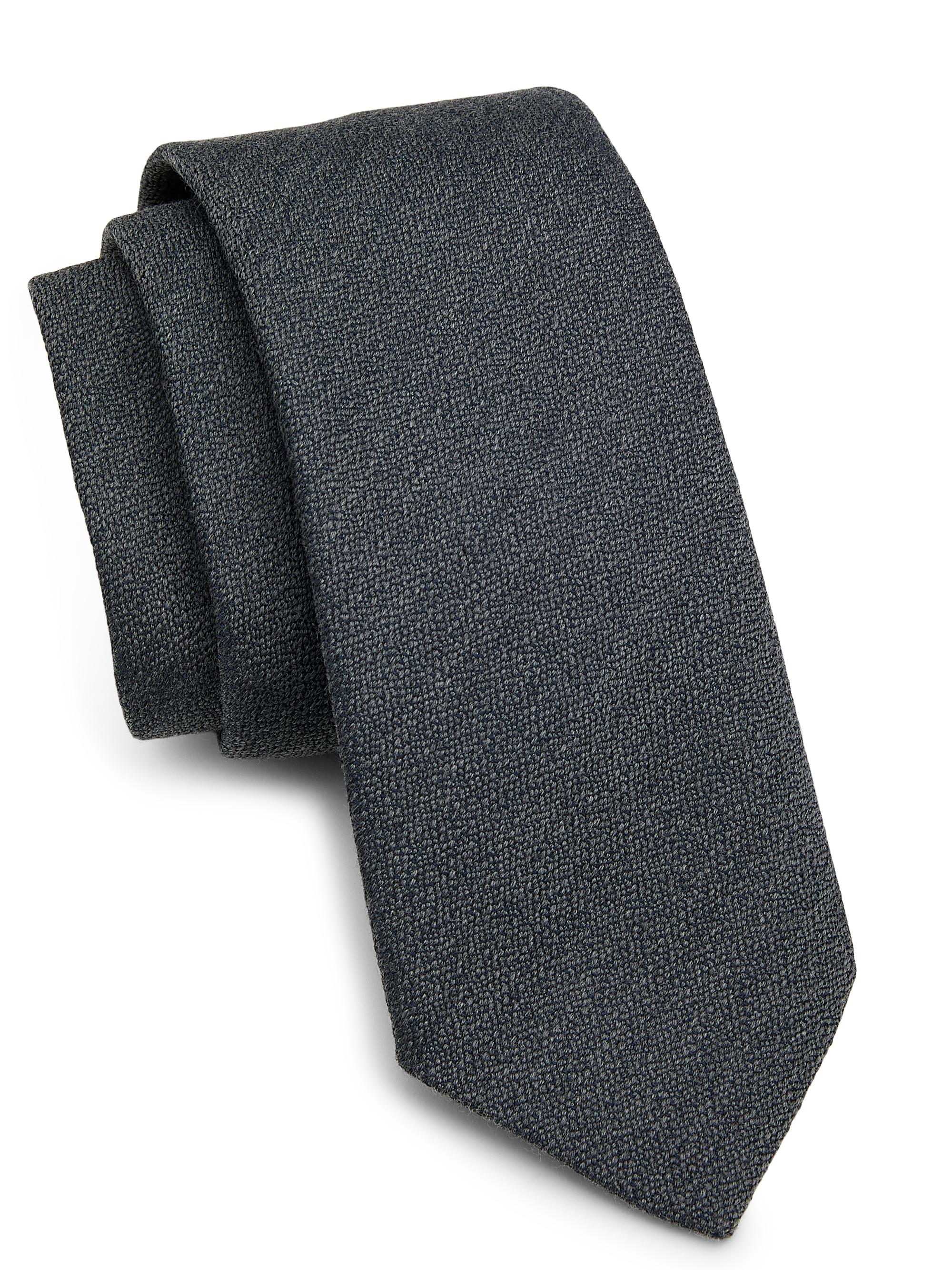 Canali Men's Silk Textured Tie - Charcoal