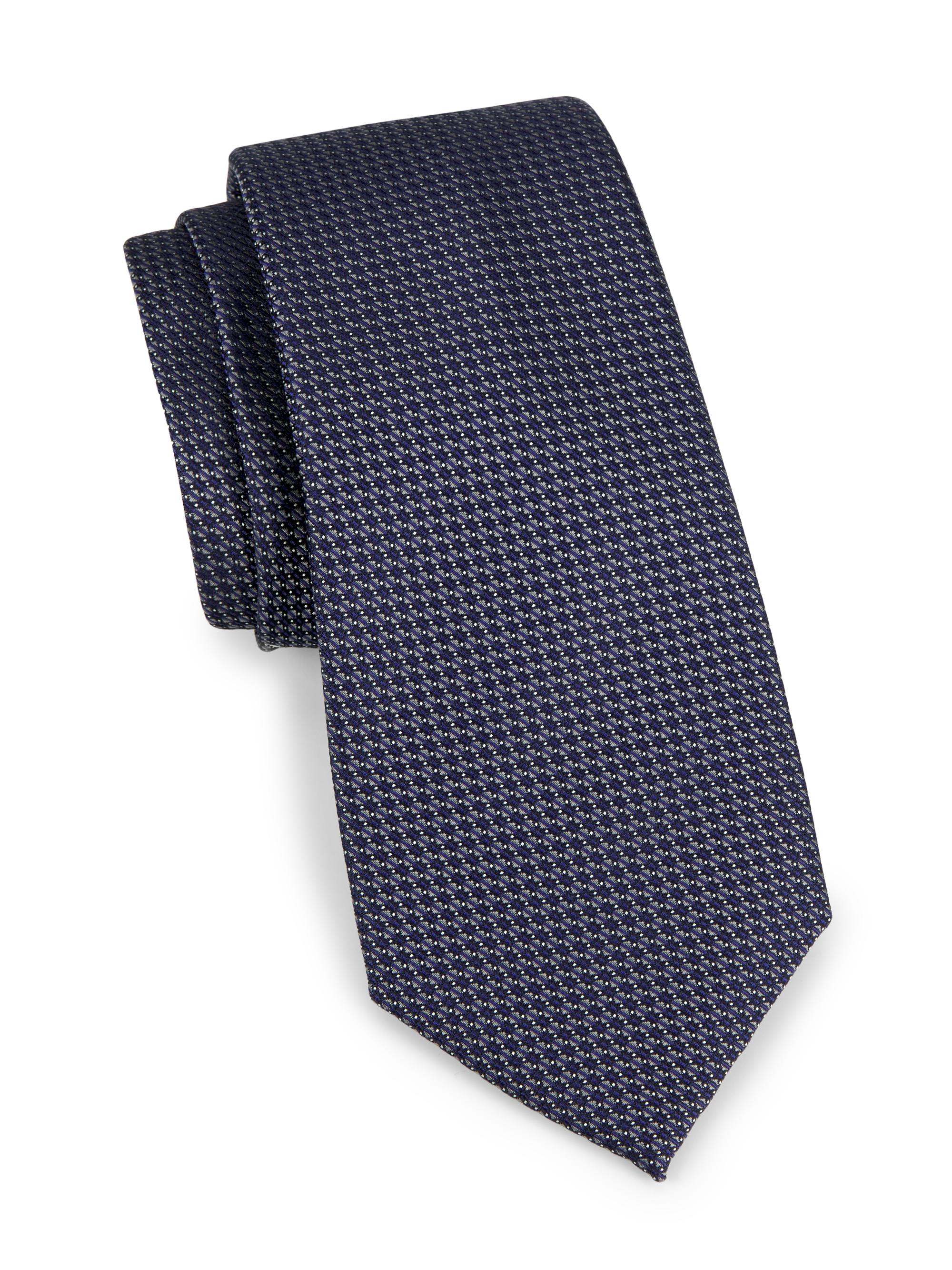Canali Men's Neat Silk Tie - Dark Blue