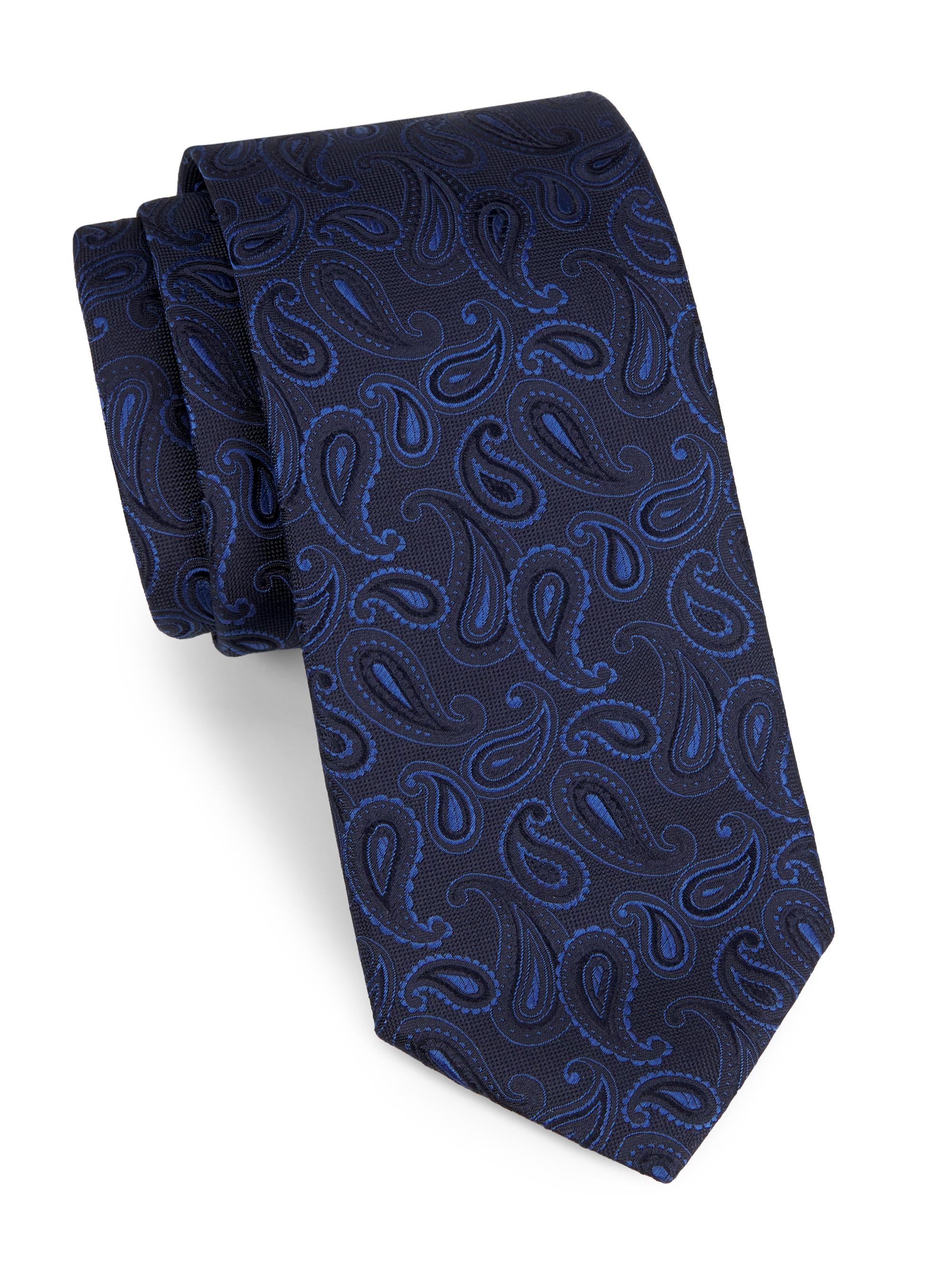 Canali Men's Paisley Silk Tie - Dark Blue