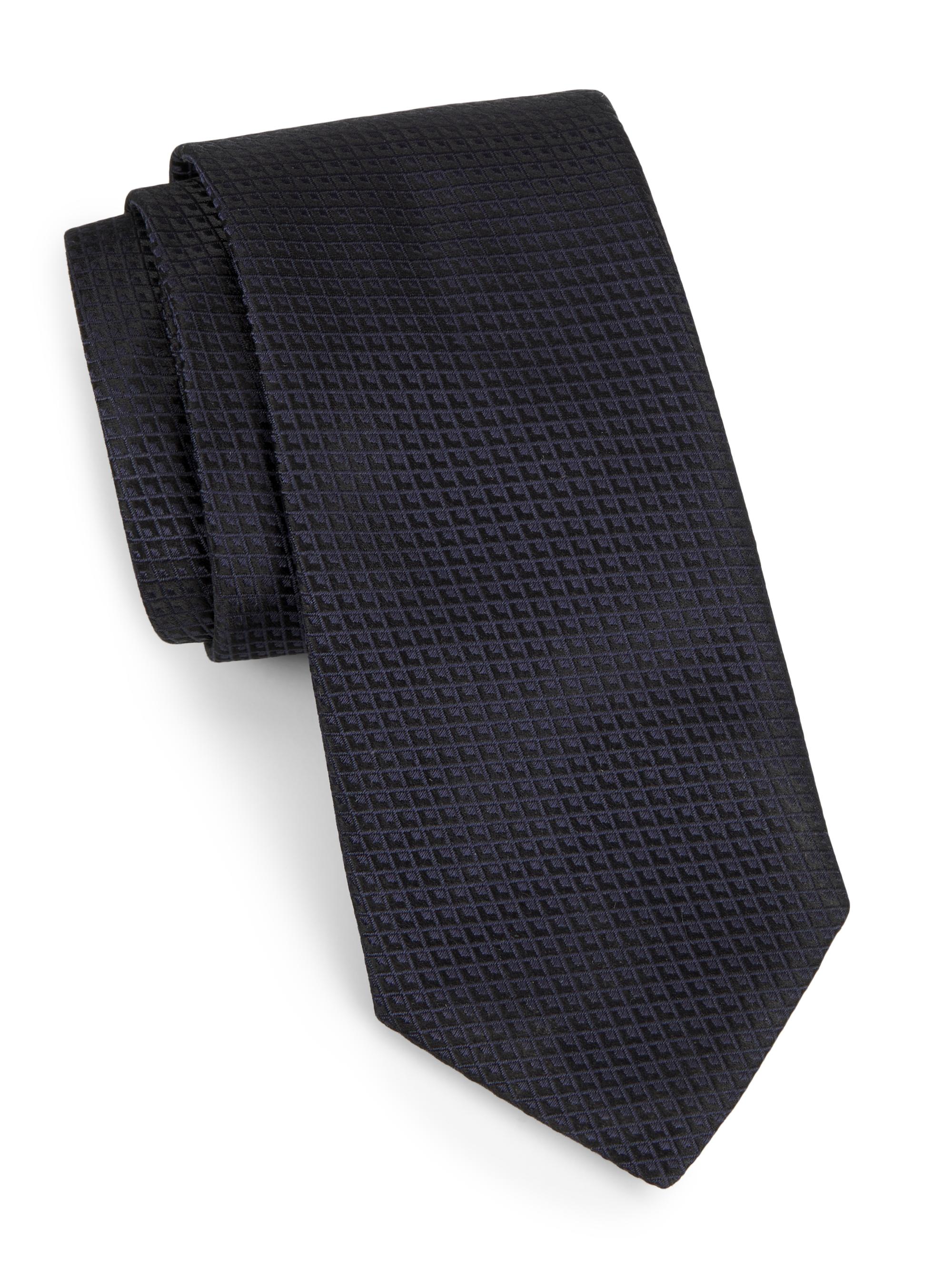 Canali Men's Jacquard Silk Tie - Navy