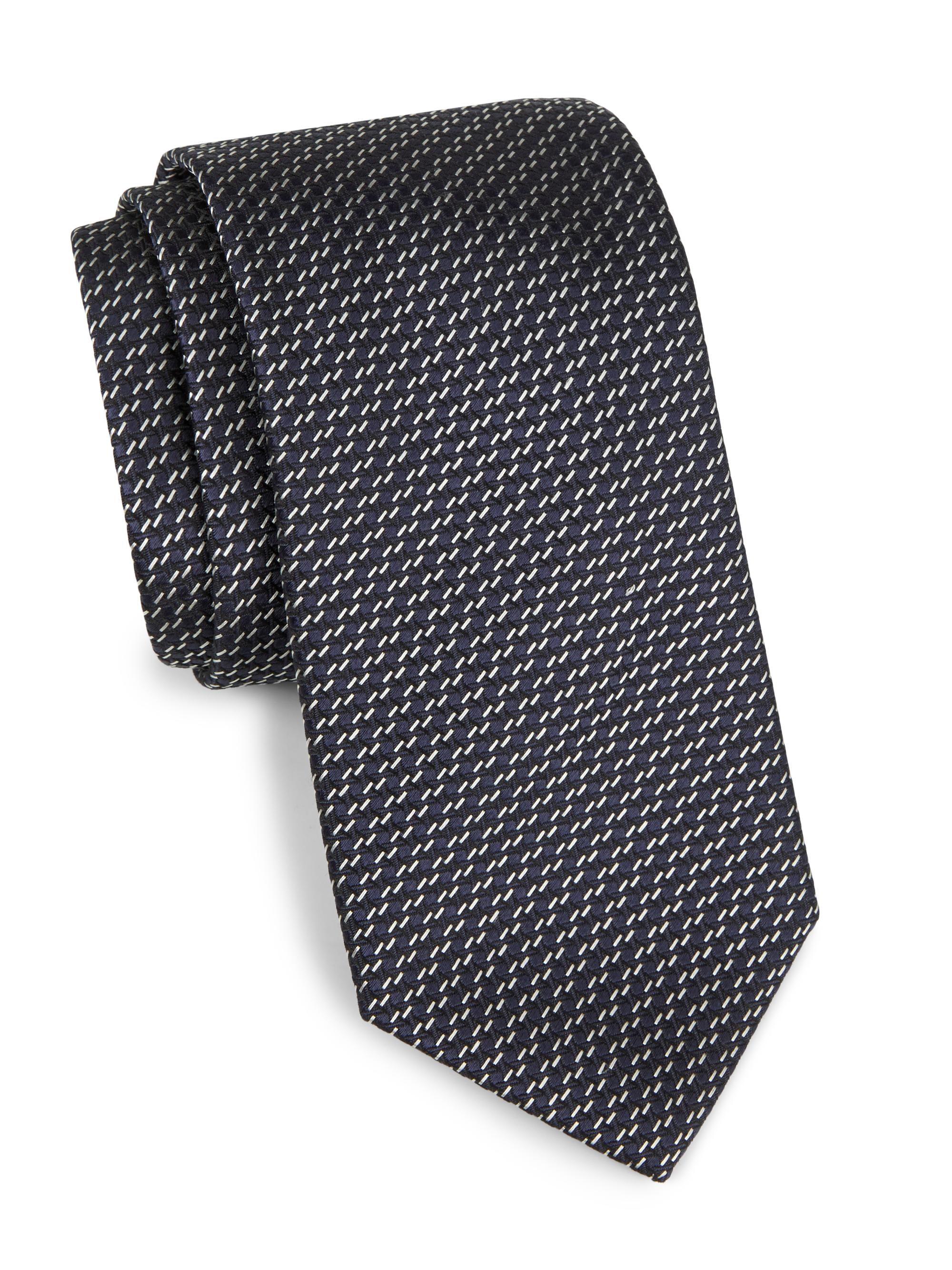 Canali Men's Jacquard Silk Tie - Navy