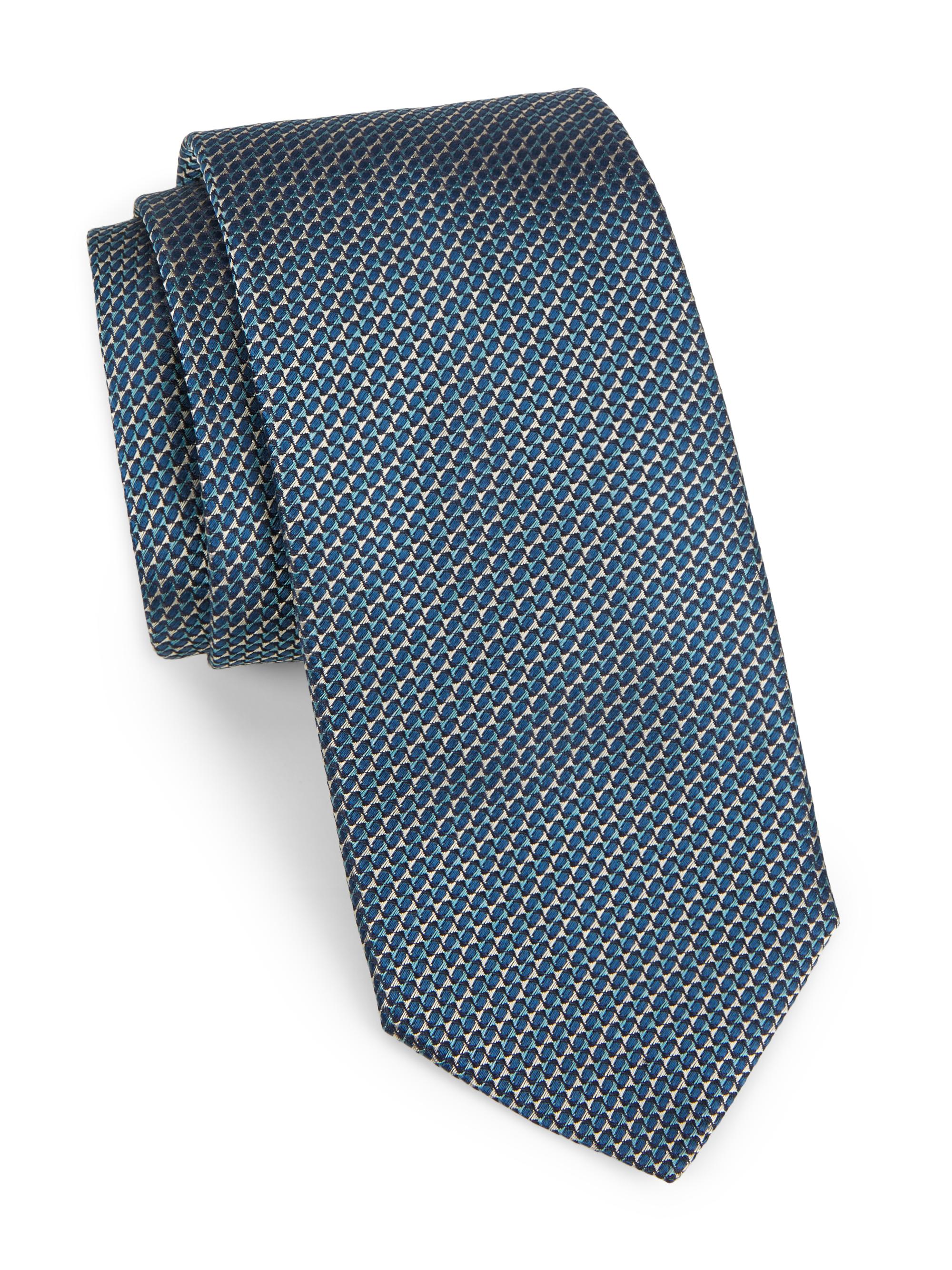 Canali Men's Neat Silk Tie - Teal