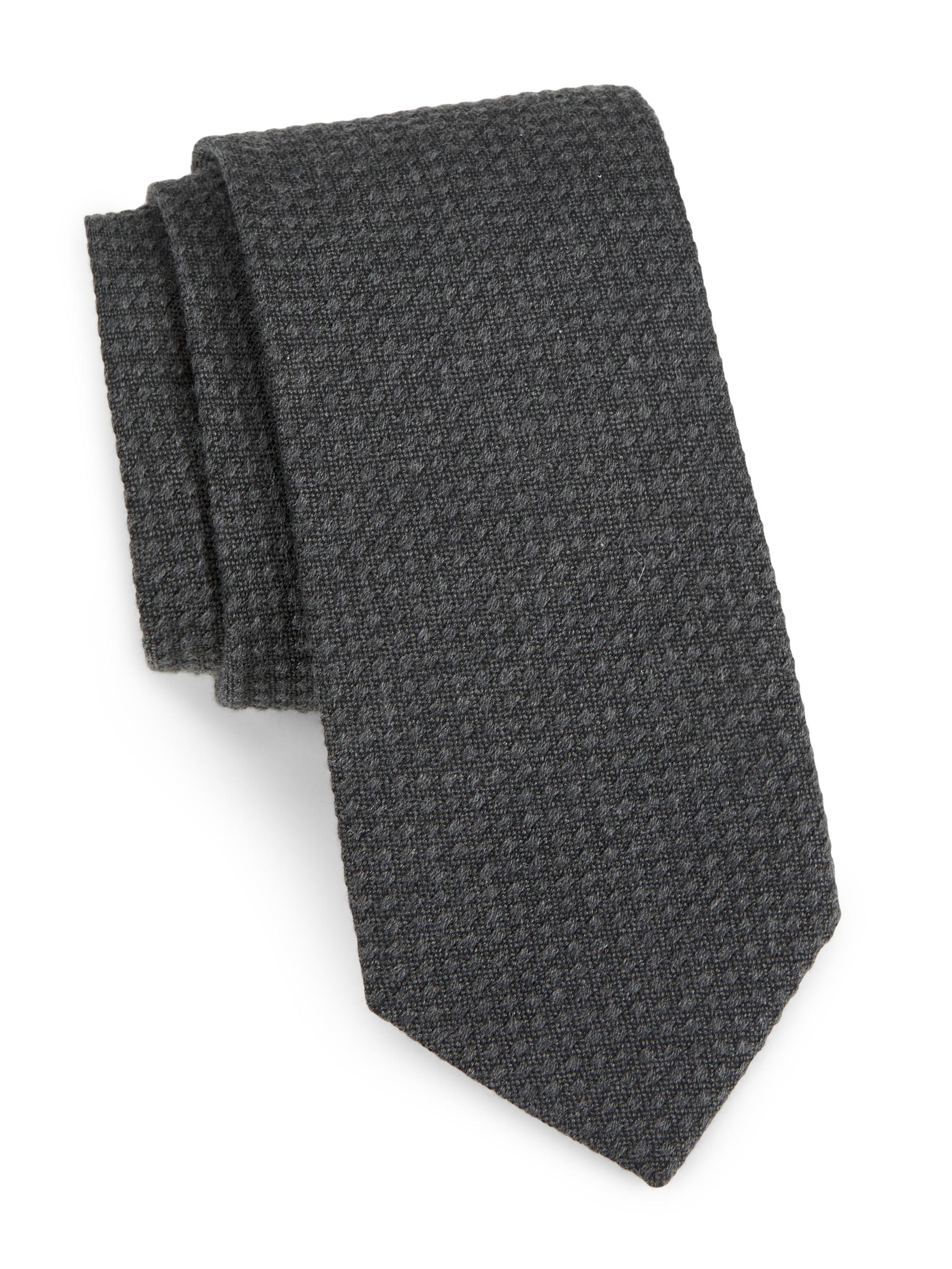Canali Men's Textured Silk-Cashmere Tie - Charcoal
