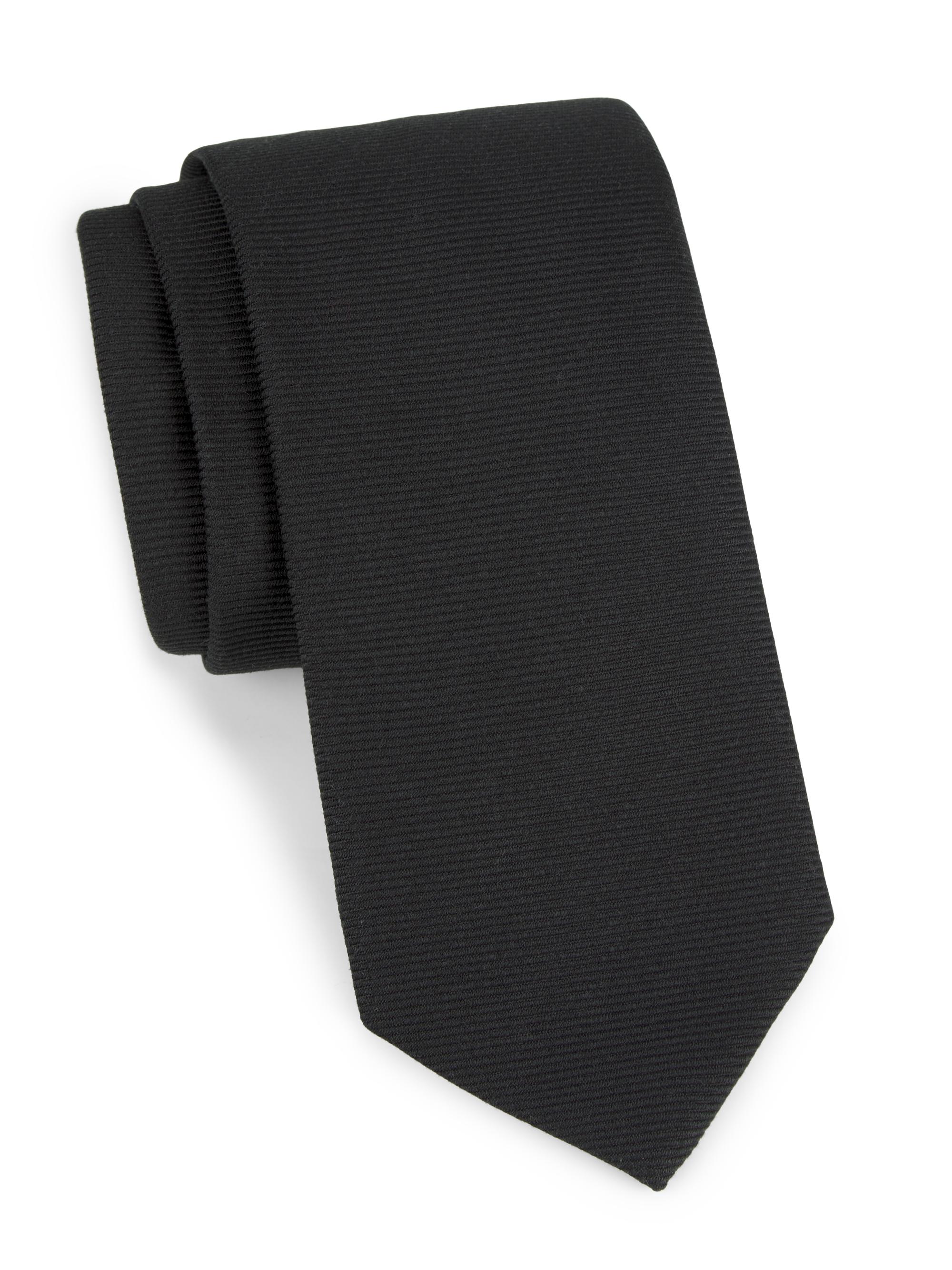 Canali Men's Textured Solid Silk Tie - Black