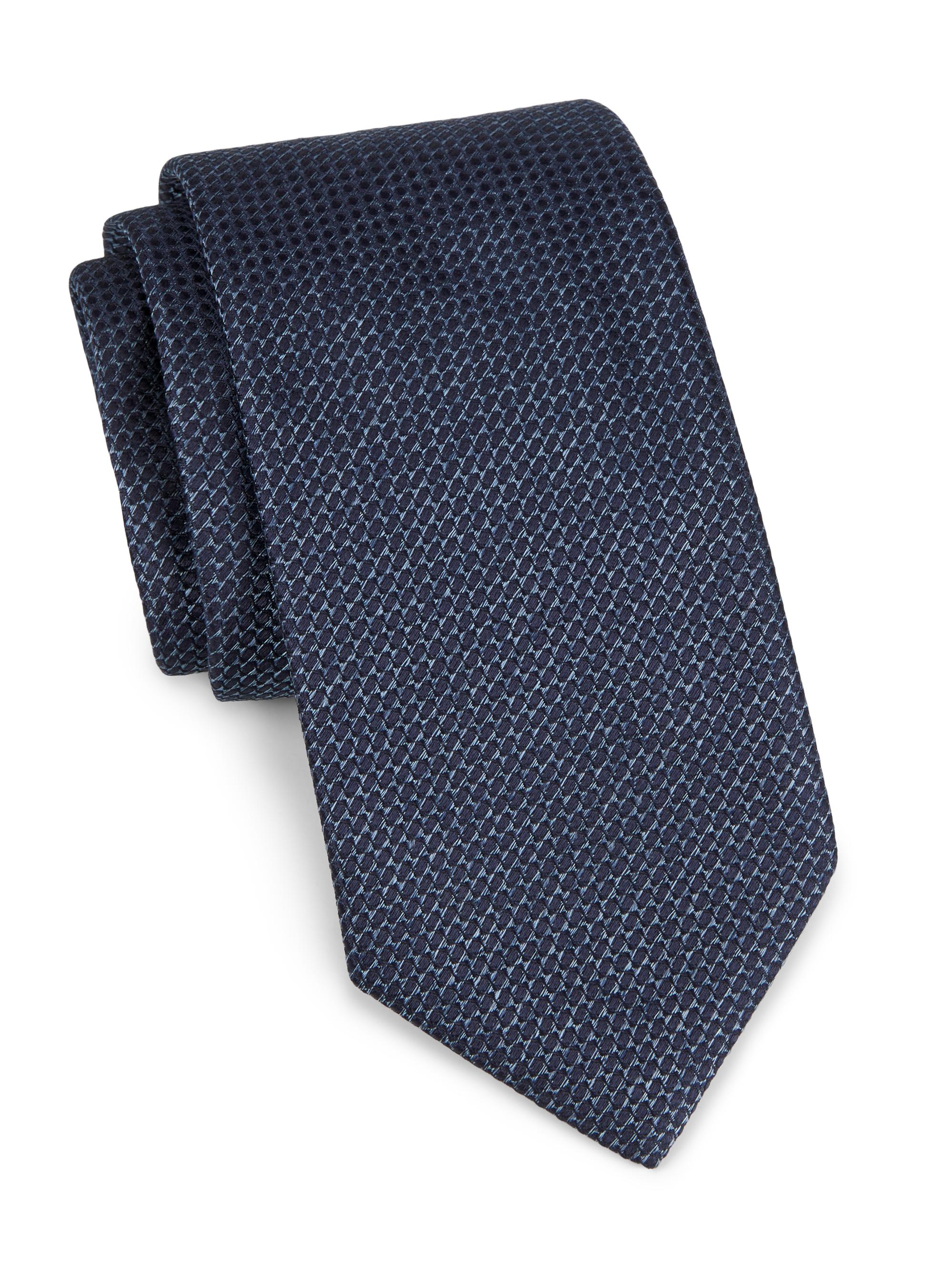 Canali Men's Neat Geometric Silk Tie - Blue