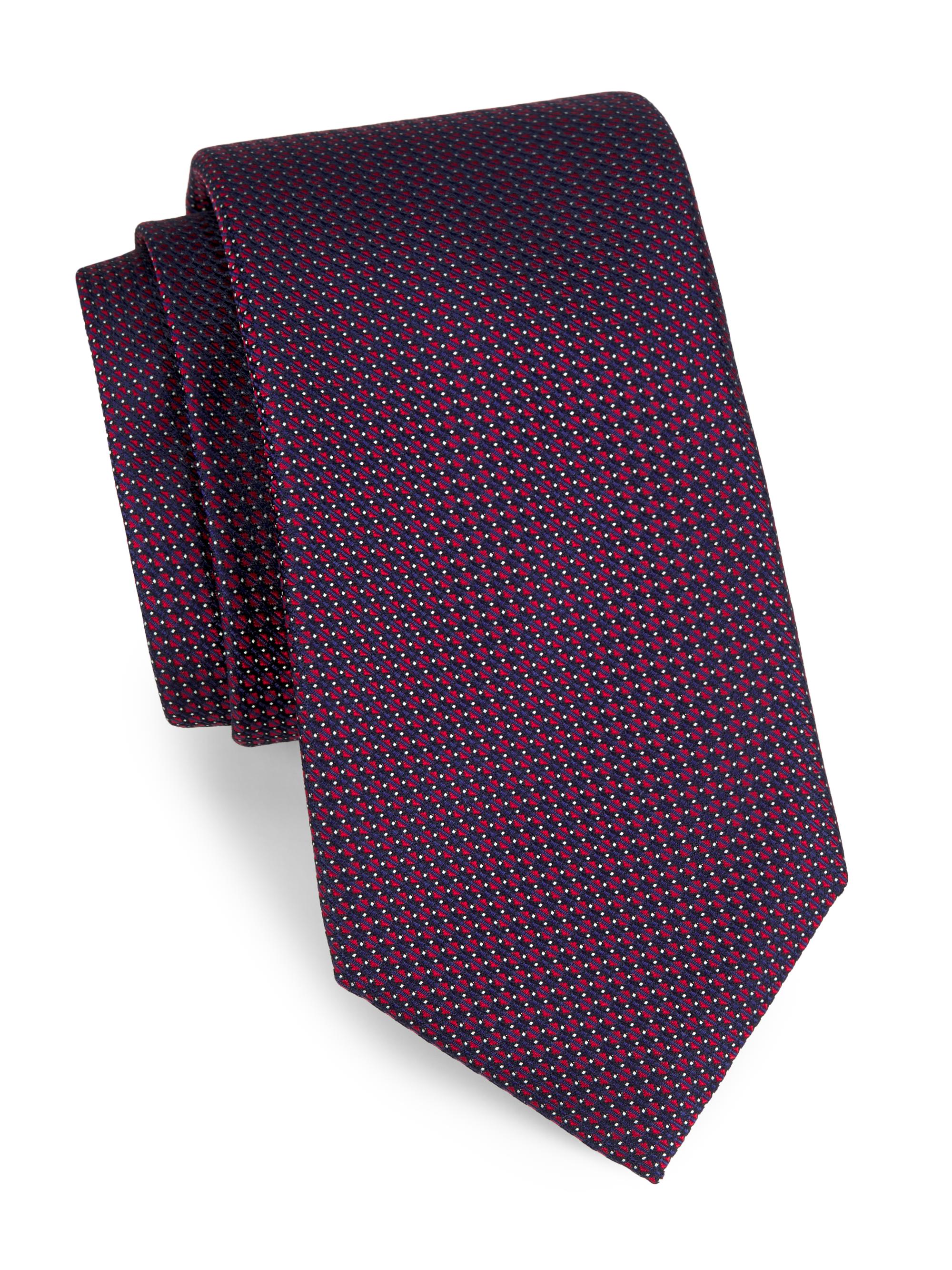 Canali Men's Neat Silk Tie - Red